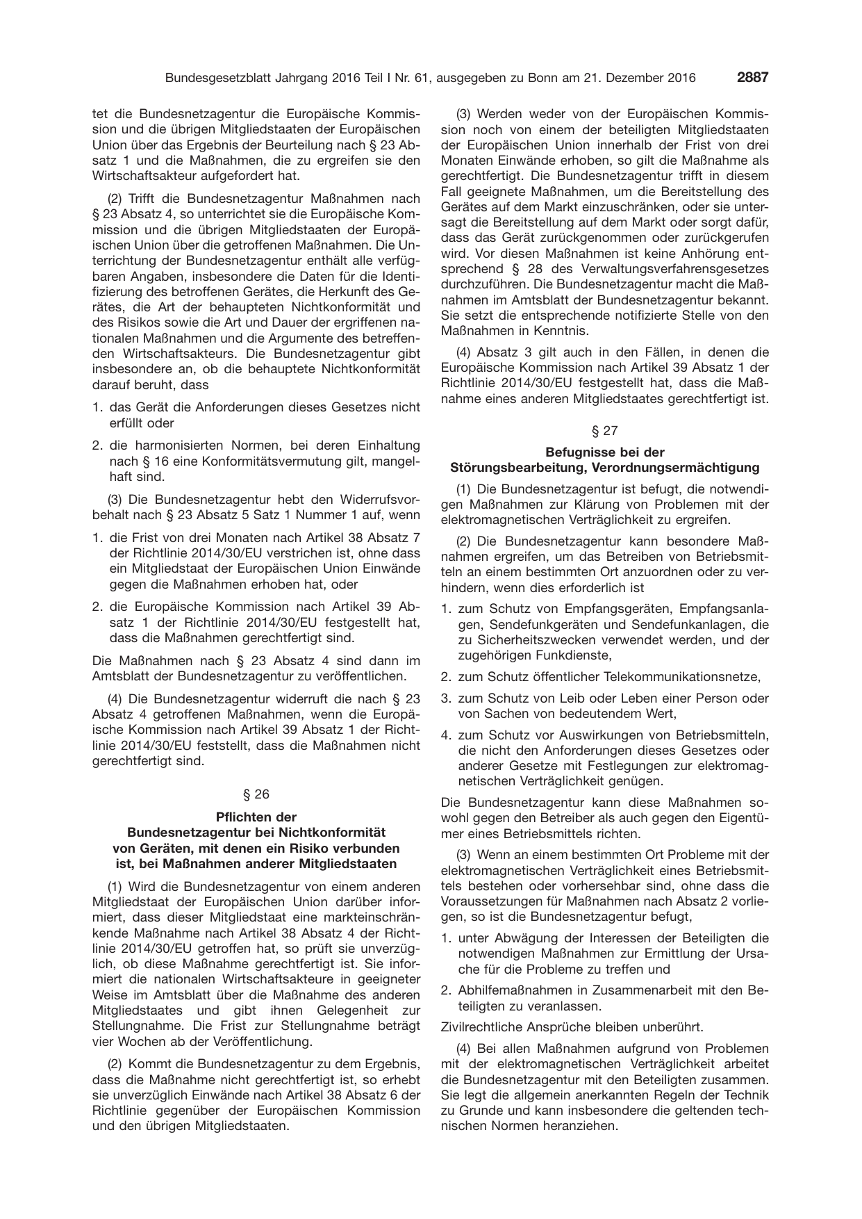 BGBl. 2016, Seite 2887 — Originalseite als Abbildung