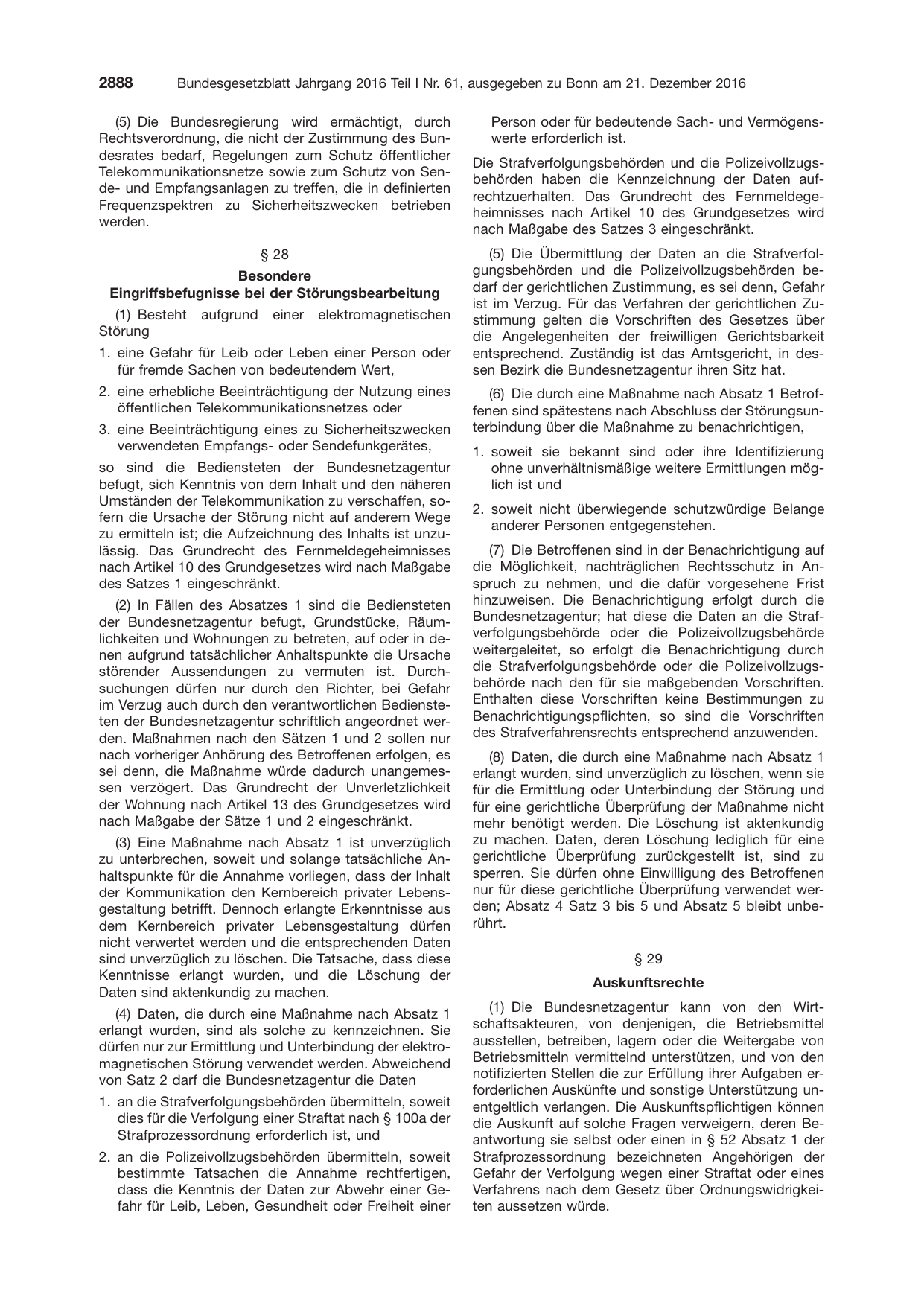 BGBl. 2016, Seite 2888 — Originalseite als Abbildung