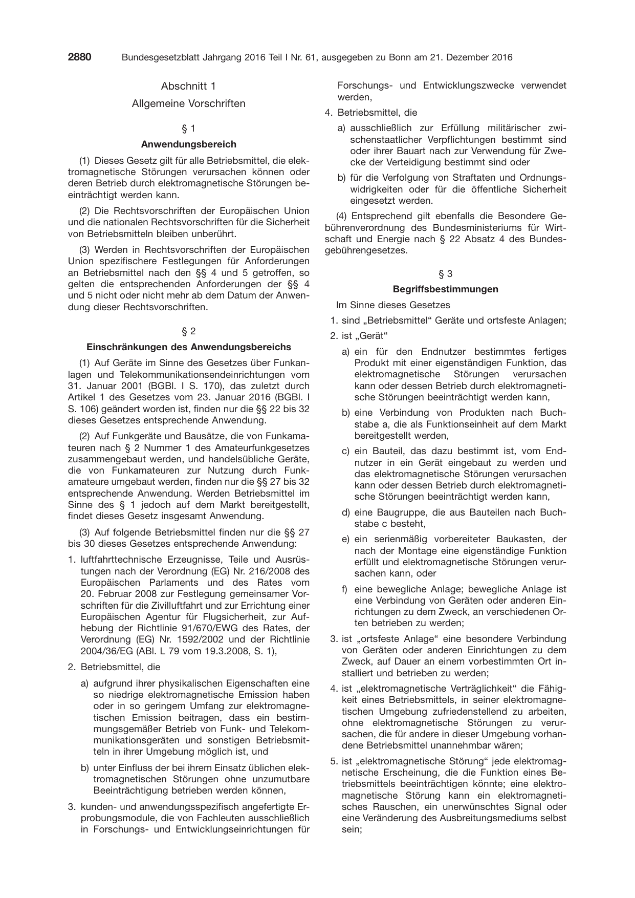 BGBl. 2016, Seite 2880 — Originalseite als Abbildung