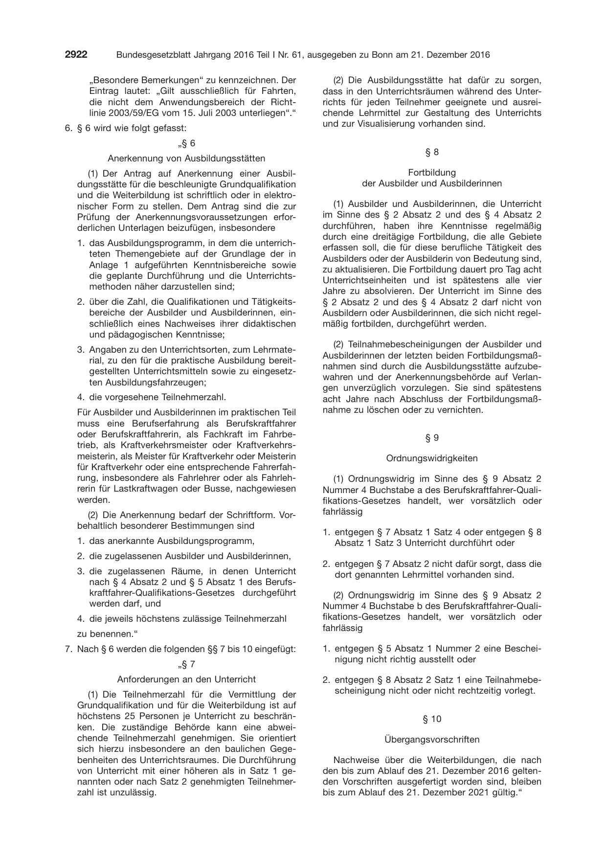 BGBl. 2016, Seite 2922 — Originalseite als Abbildung