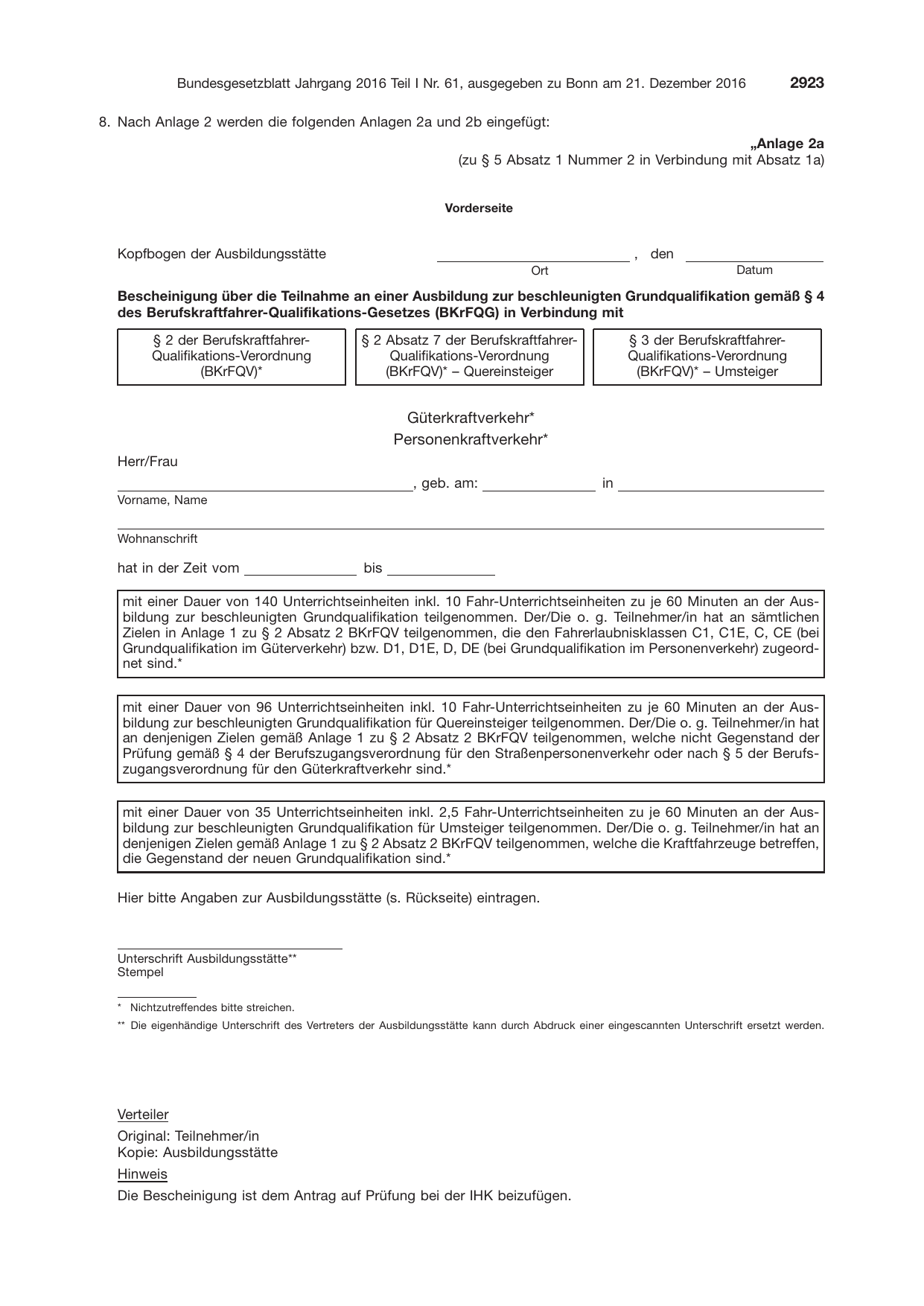 BGBl. 2016, Seite 2923 — Originalseite als Abbildung
