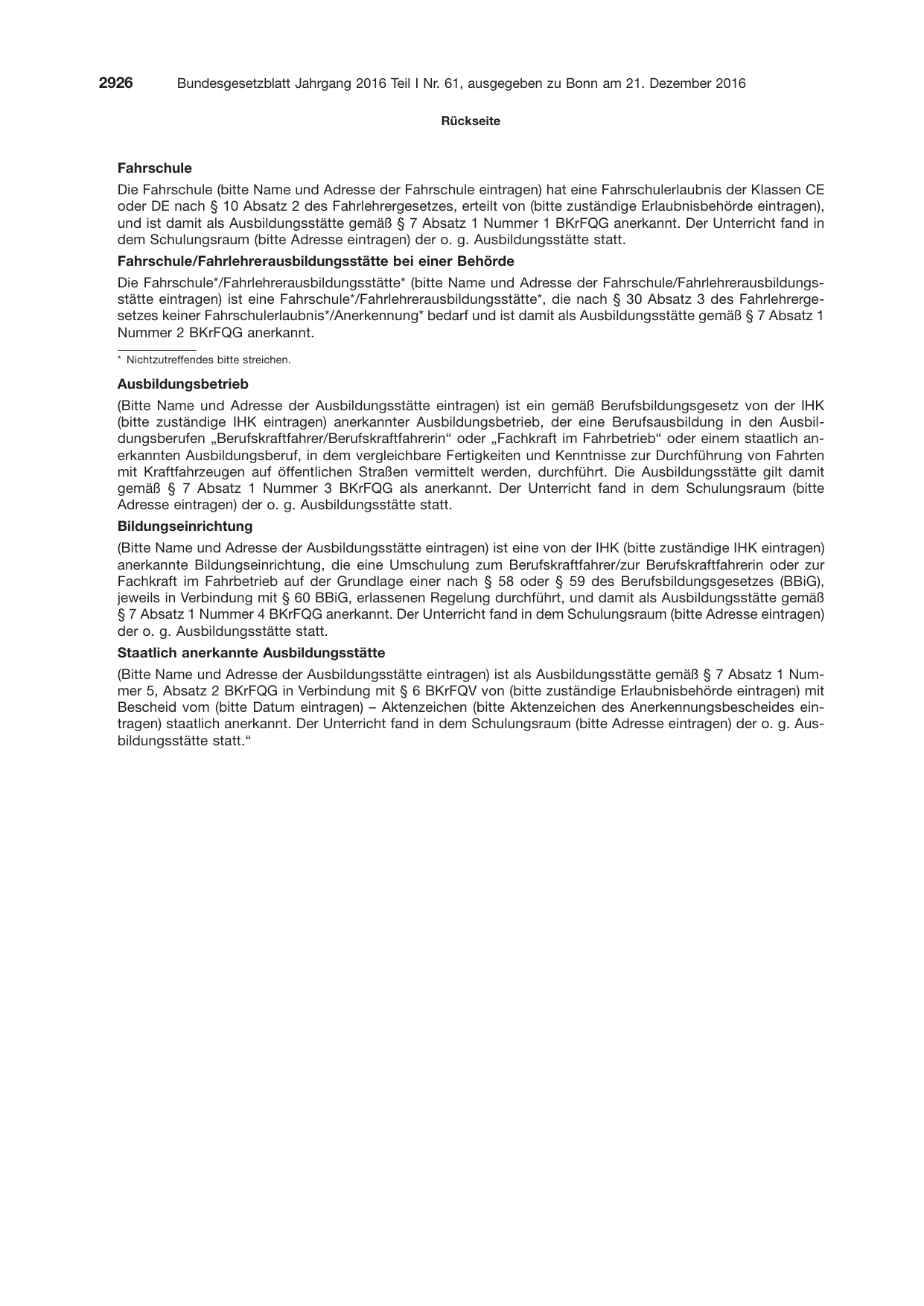 BGBl. 2016, Seite 2926 — Originalseite als Abbildung