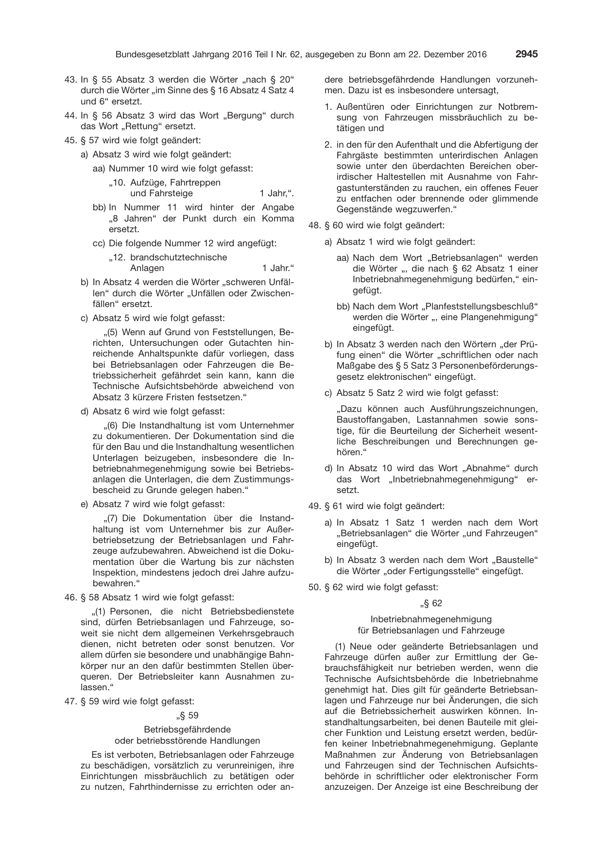 BGBl. 2016, Seite 2945 — Originalseite als Abbildung