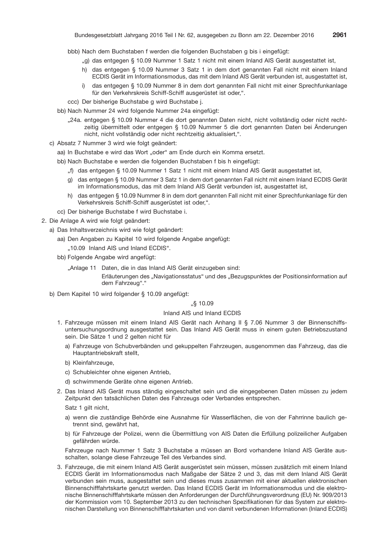 BGBl. 2016, Seite 2961 — Originalseite als Abbildung