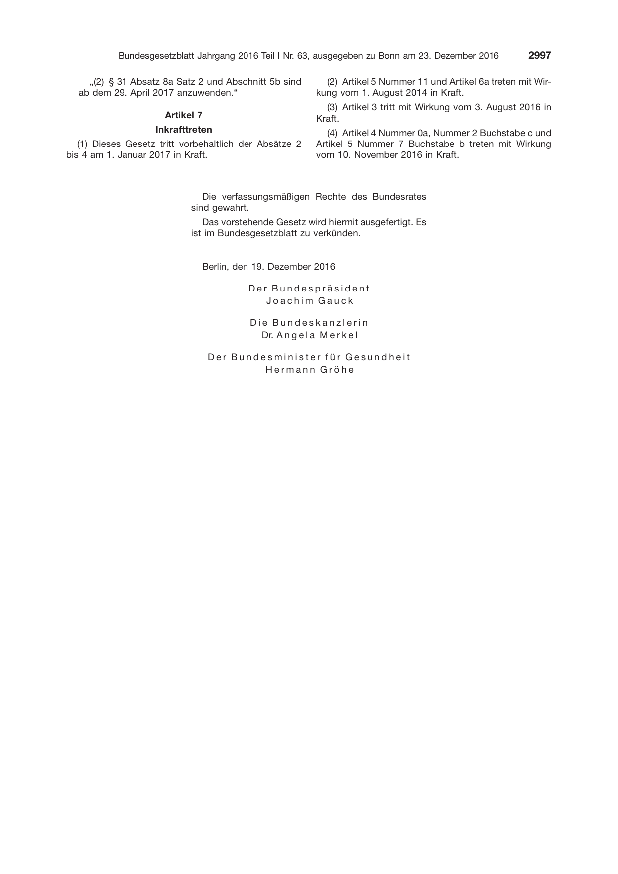 BGBl. 2016, Seite 2997 — Originalseite als Abbildung