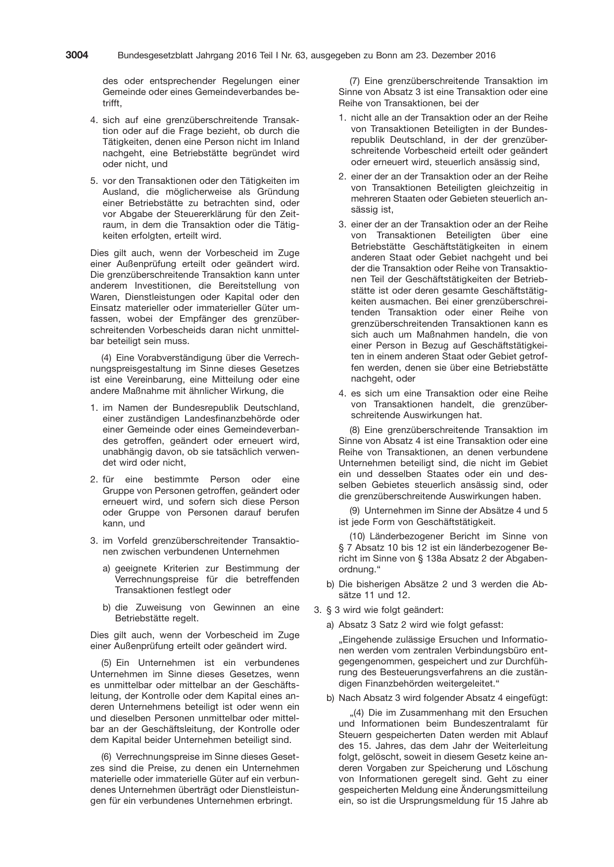 BGBl. 2016, Seite 3004 — Originalseite als Abbildung