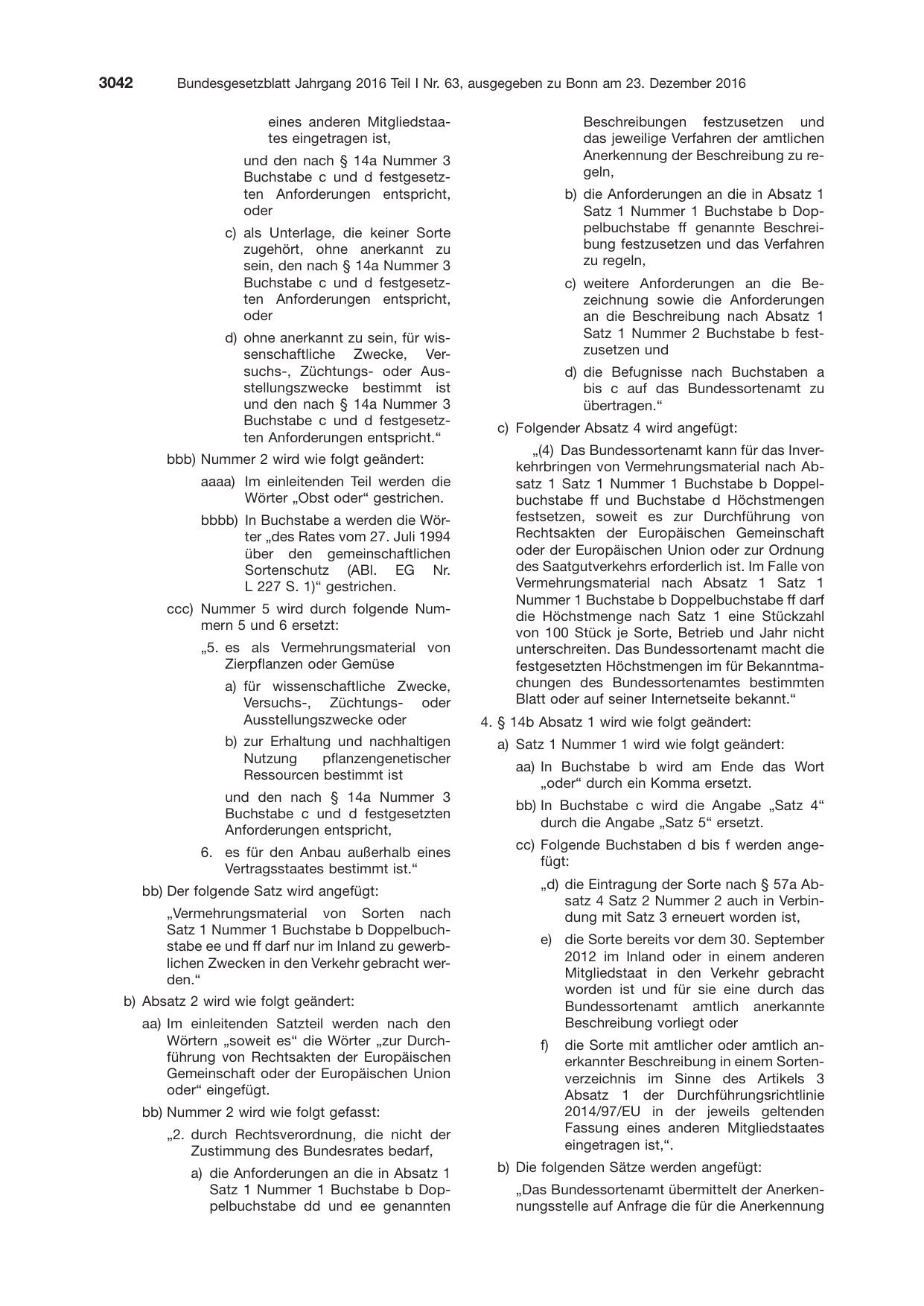 BGBl. 2016, Seite 3042 — Originalseite als Abbildung