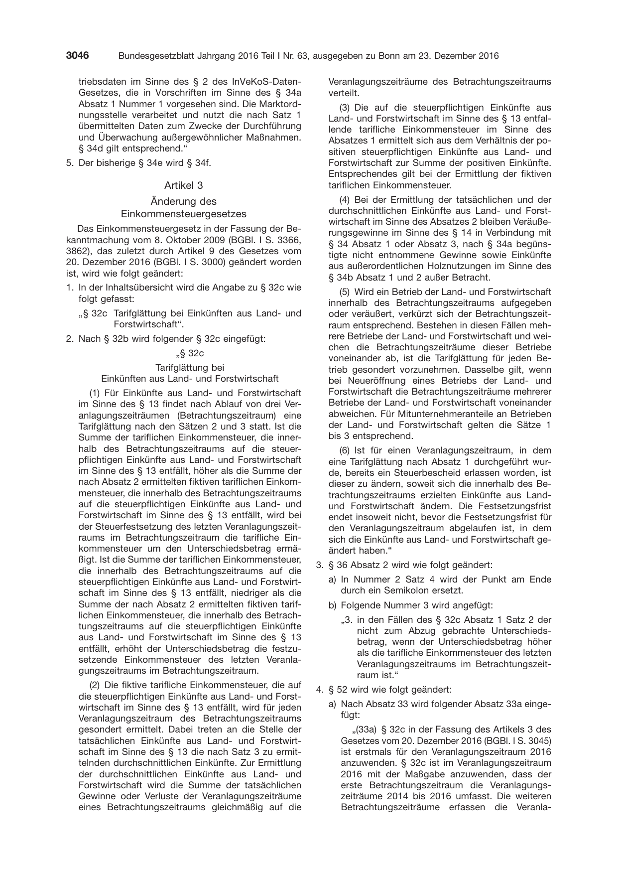 BGBl. 2016, Seite 3046 — Originalseite als Abbildung