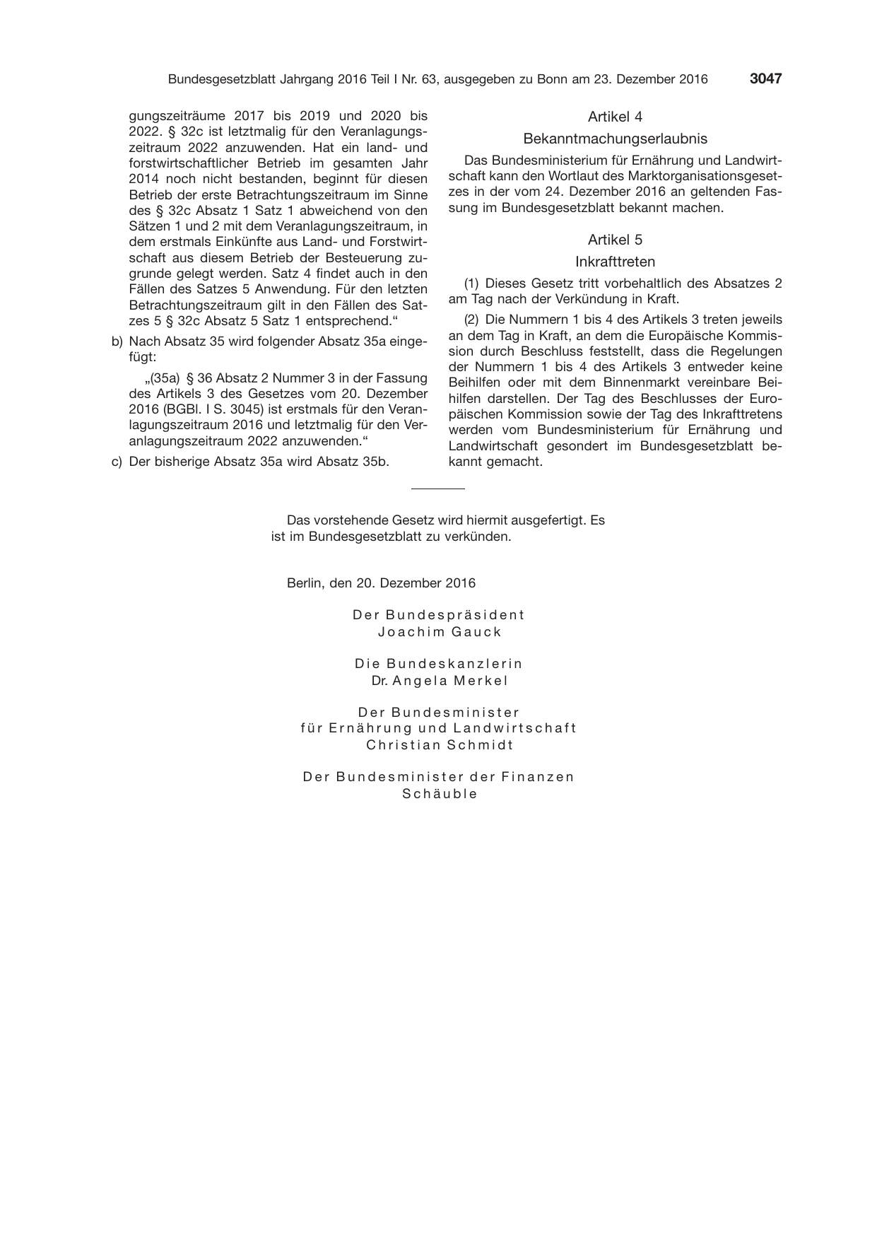 BGBl. 2016, Seite 3047 — Originalseite als Abbildung