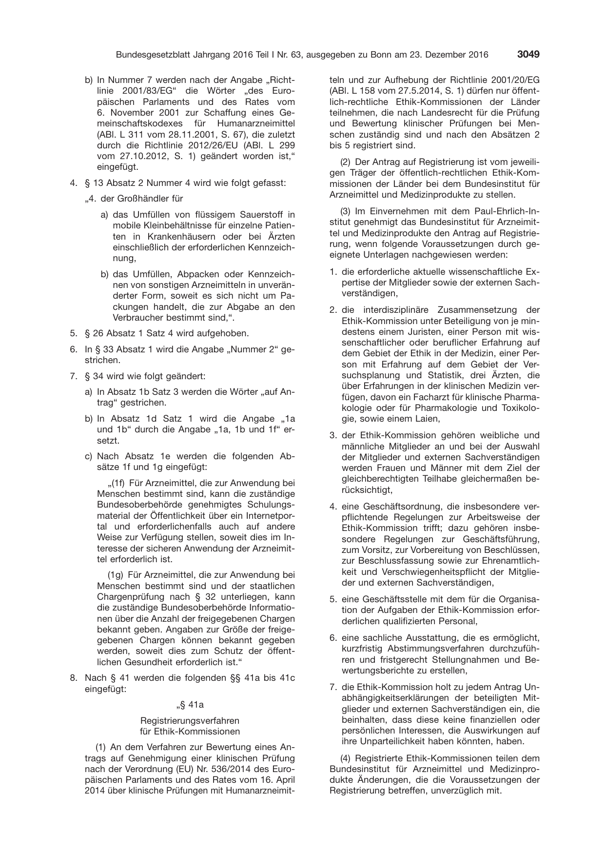 BGBl. 2016, Seite 3049 — Originalseite als Abbildung