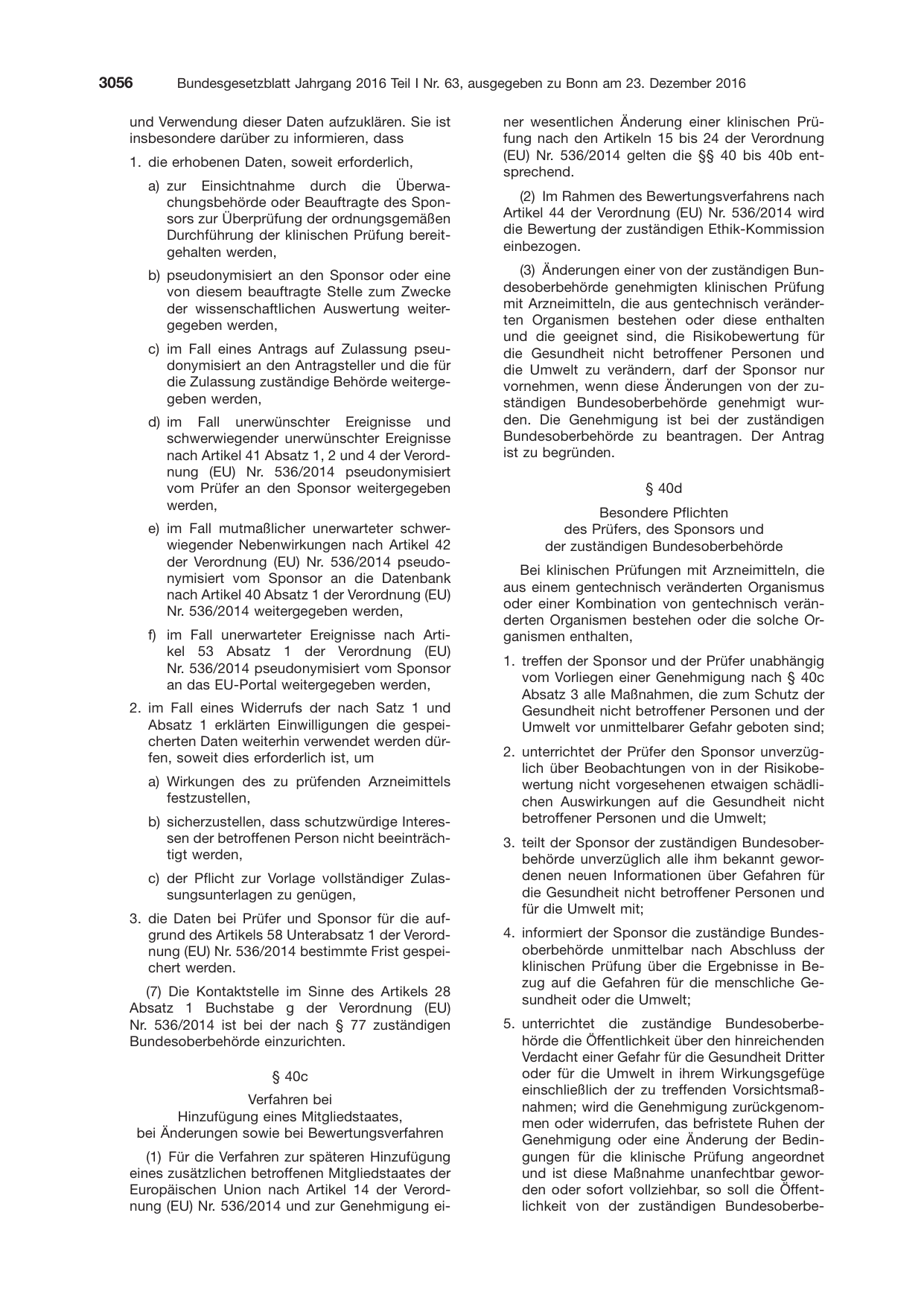 BGBl. 2016, Seite 3056 — Originalseite als Abbildung