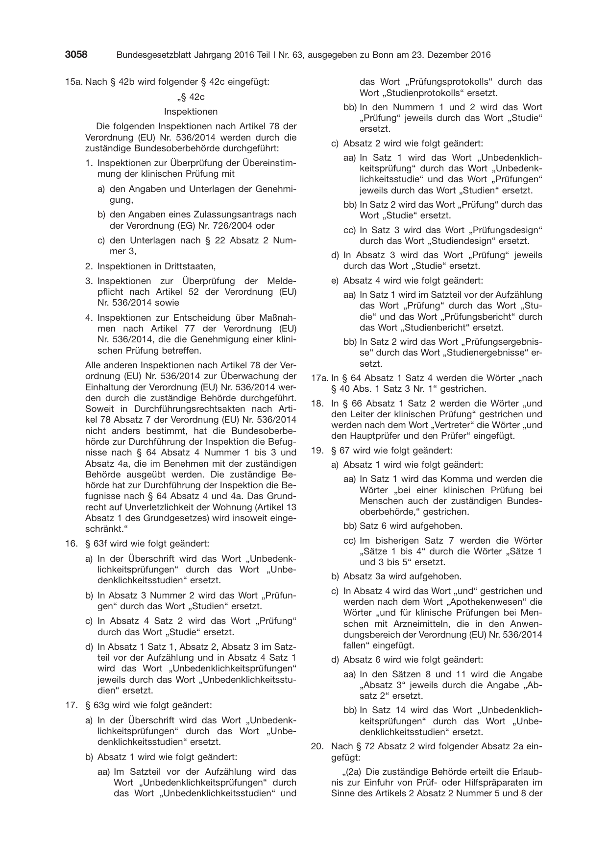 BGBl. 2016, Seite 3058 — Originalseite als Abbildung
