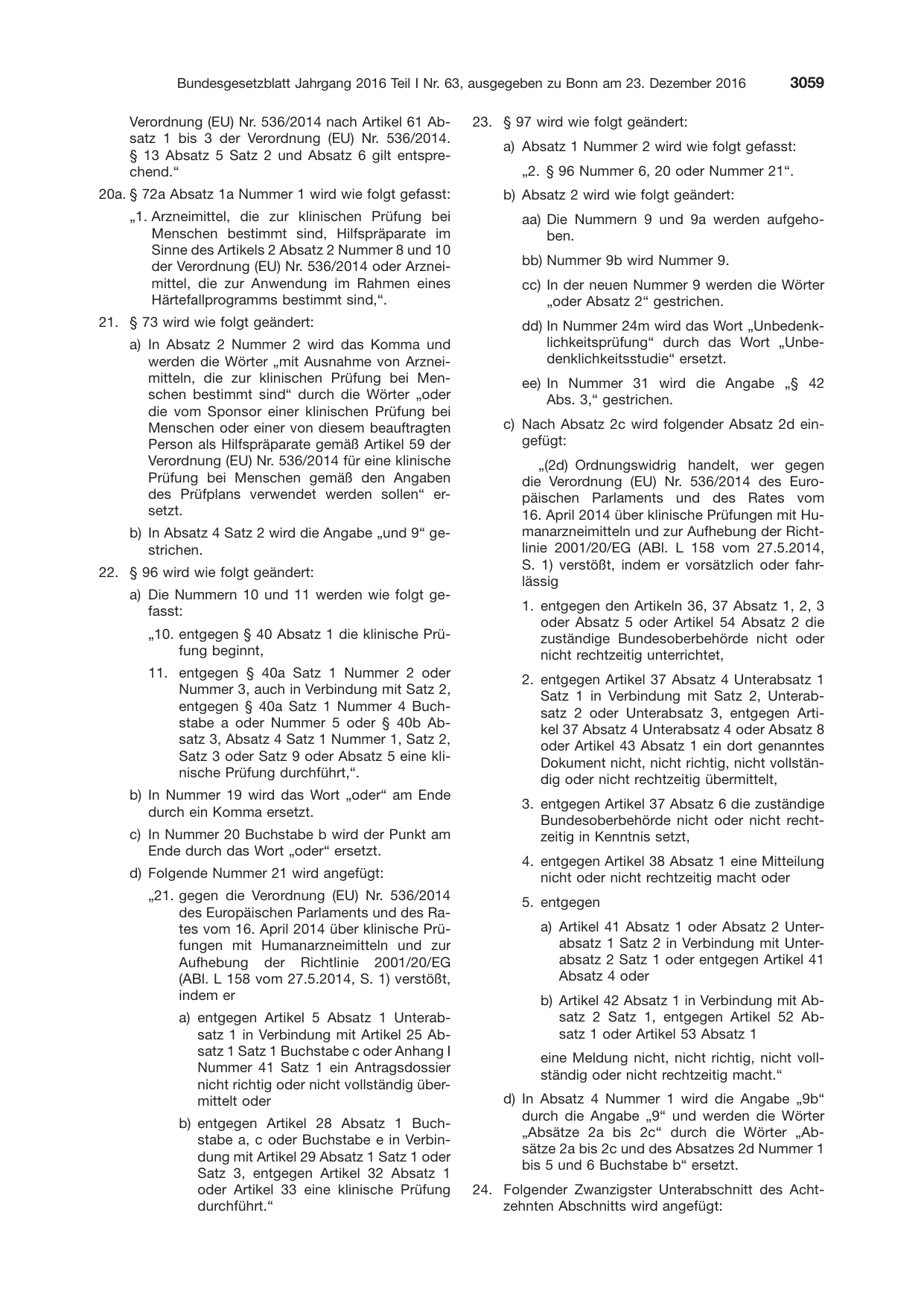 BGBl. 2016, Seite 3059 — Originalseite als Abbildung