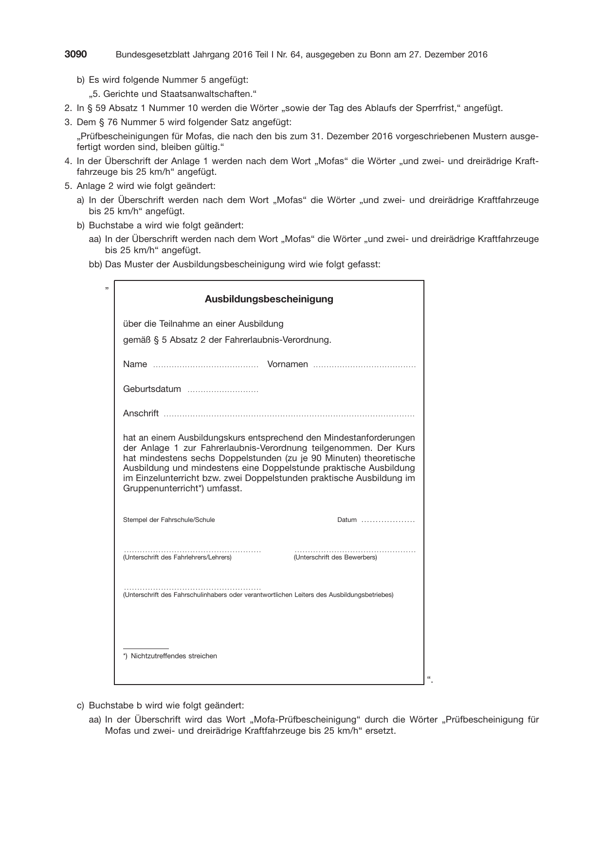 BGBl. 2016, Seite 3090 — Originalseite als Abbildung