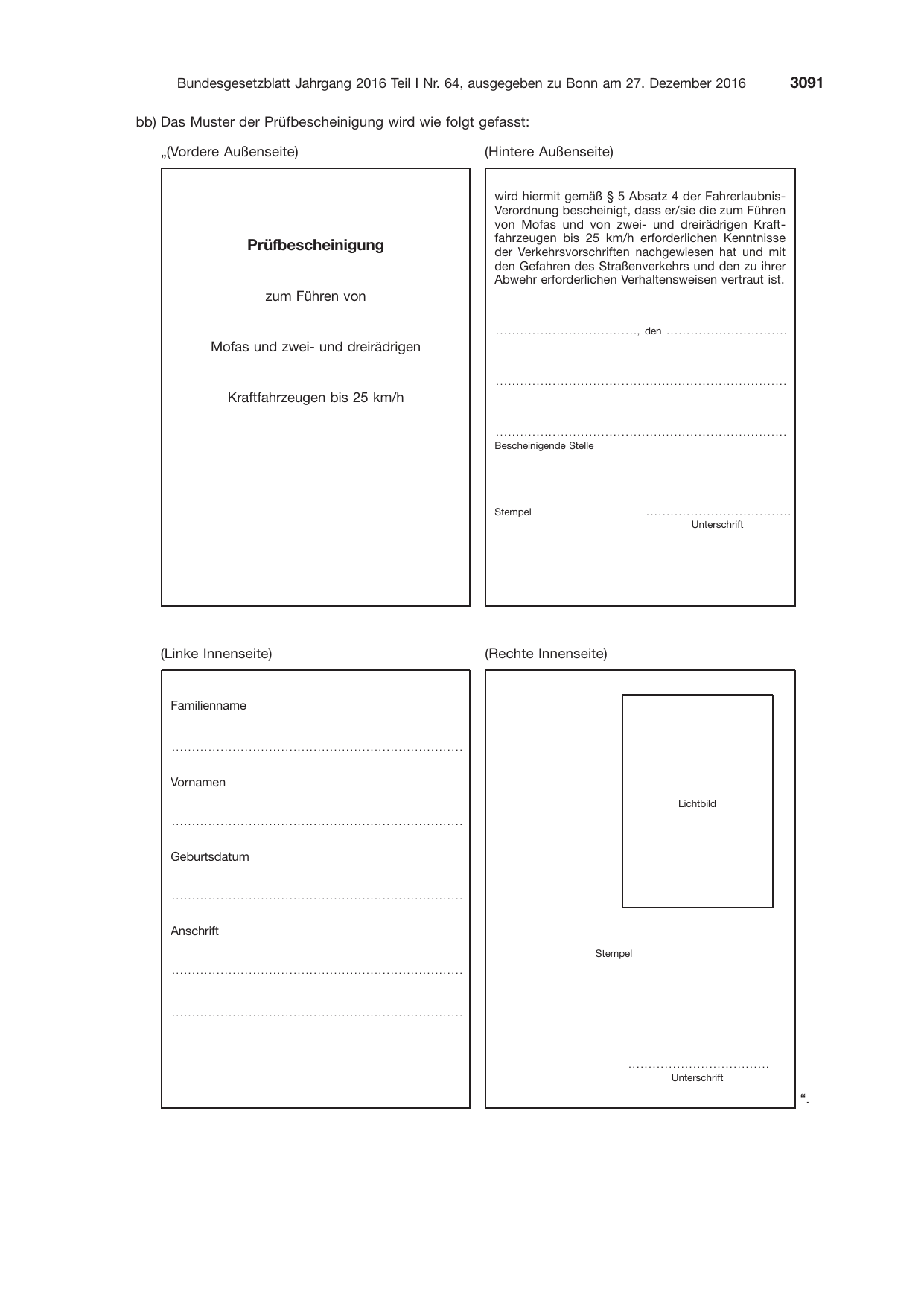 BGBl. 2016, Seite 3091 — Originalseite als Abbildung
