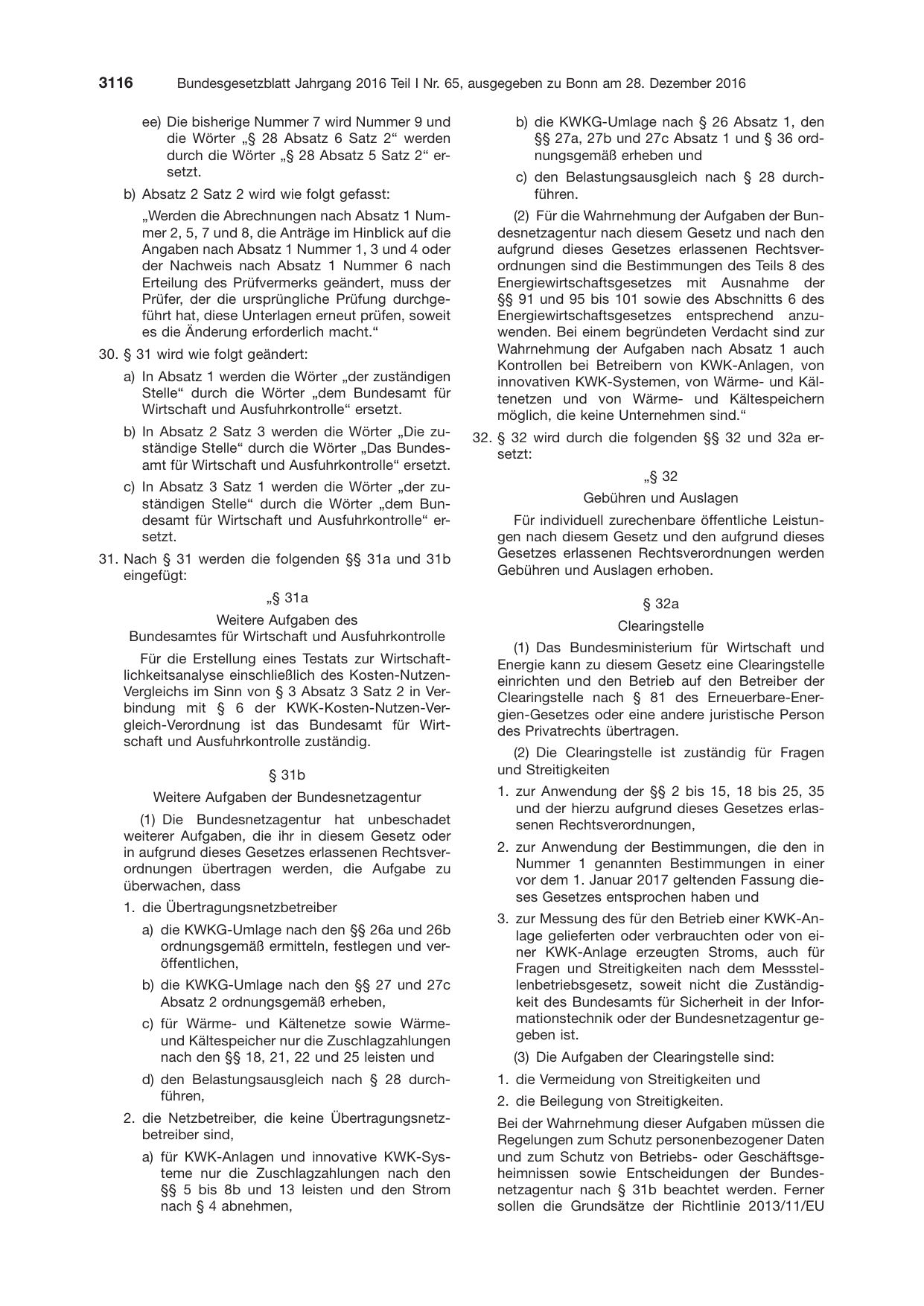 BGBl. 2016, Seite 3116 — Originalseite als Abbildung