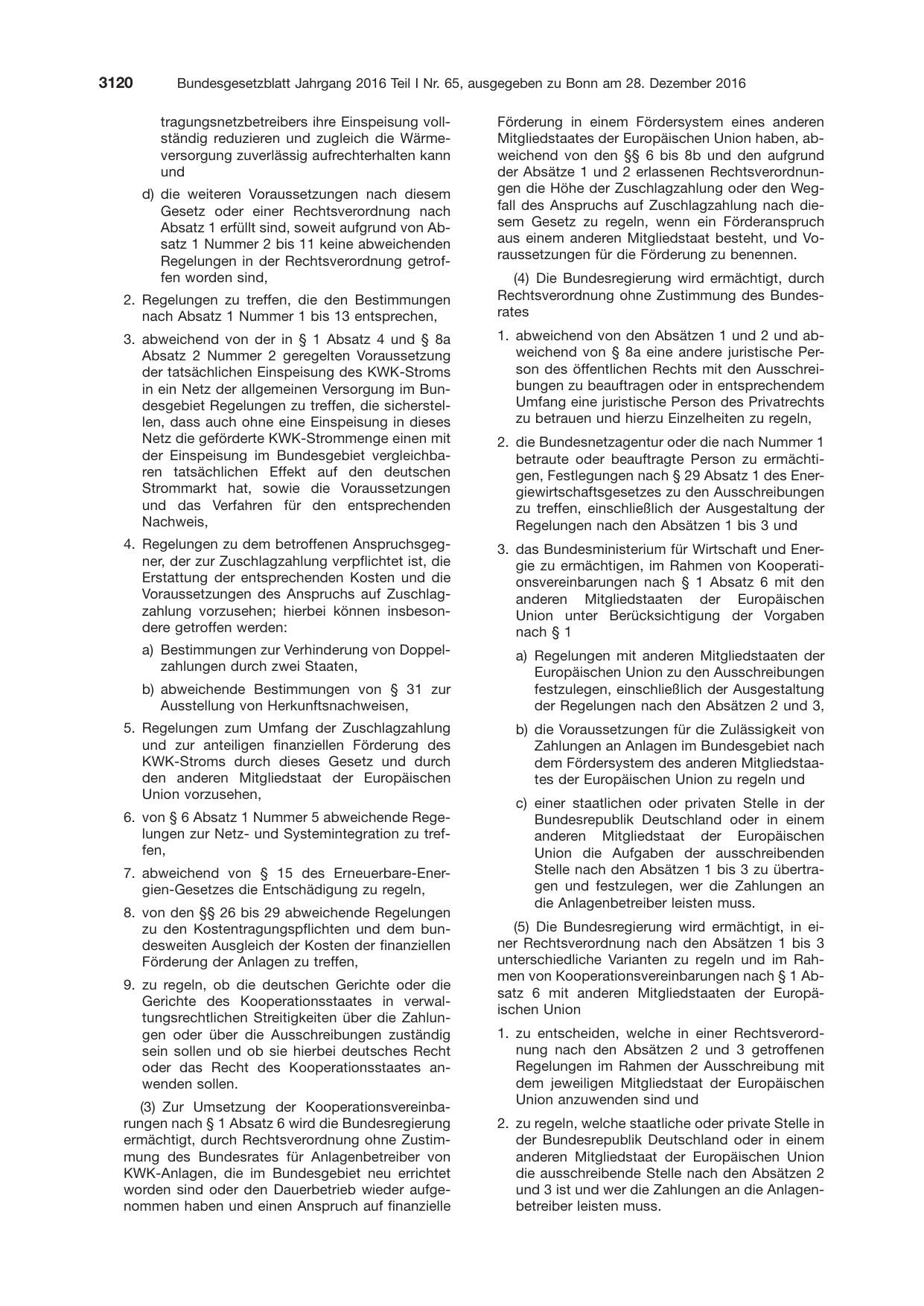 BGBl. 2016, Seite 3120 — Originalseite als Abbildung