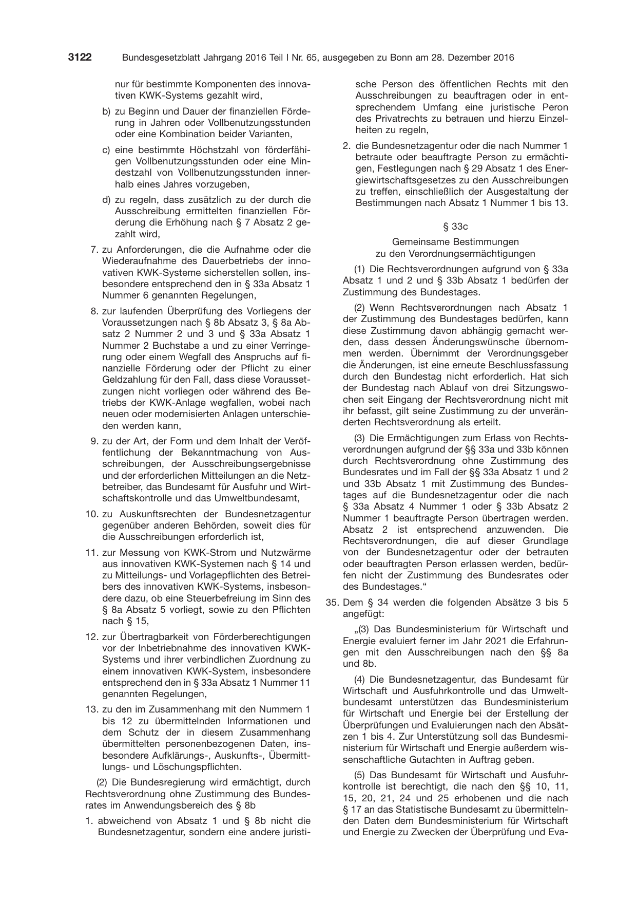 BGBl. 2016, Seite 3122 — Originalseite als Abbildung