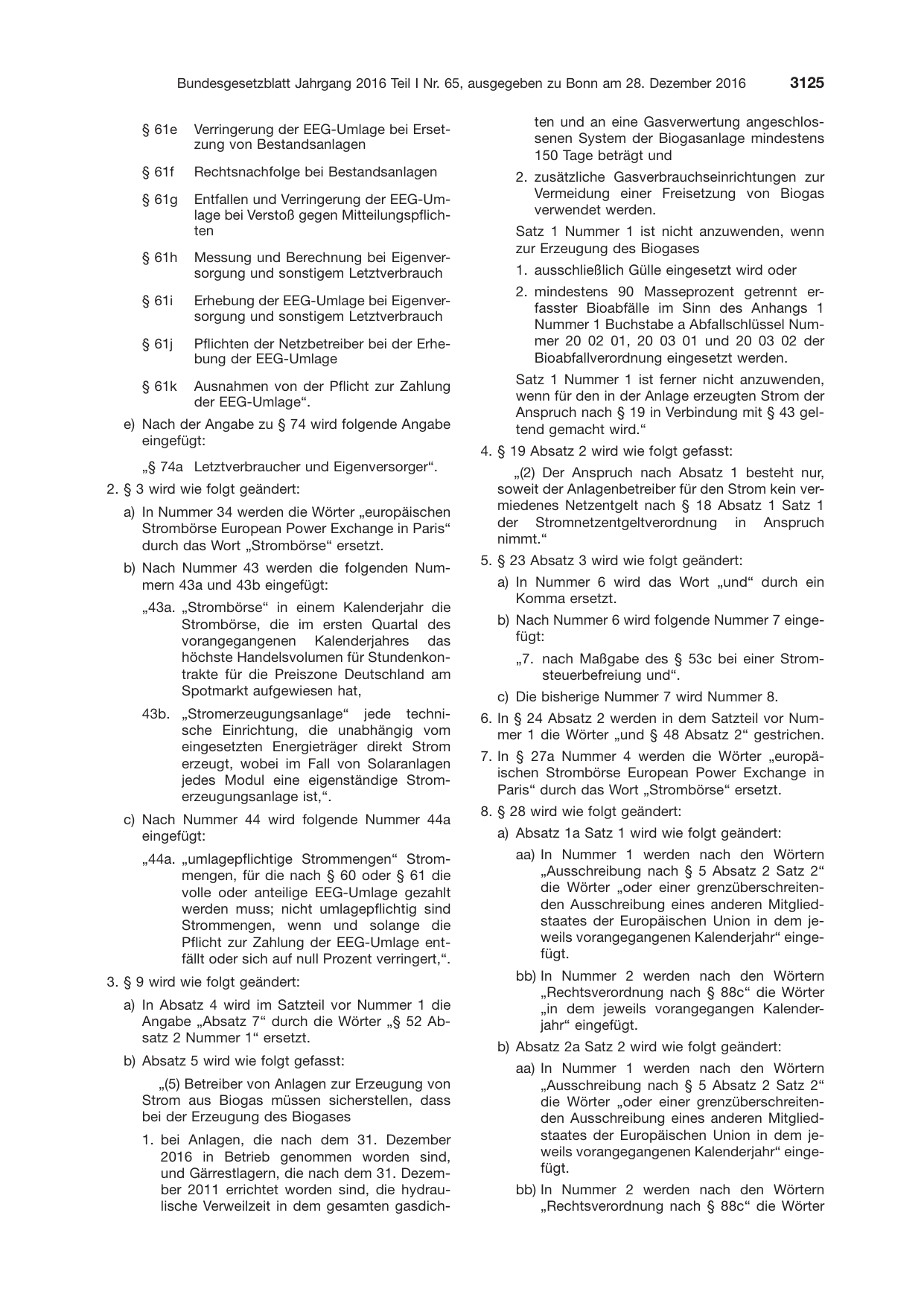 BGBl. 2016, Seite 3125 — Originalseite als Abbildung