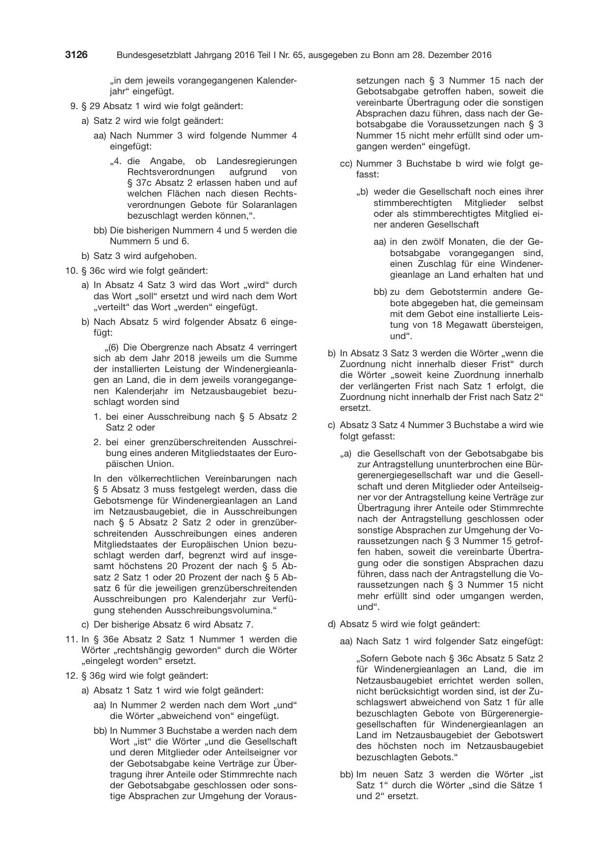 BGBl. 2016, Seite 3126 — Originalseite als Abbildung