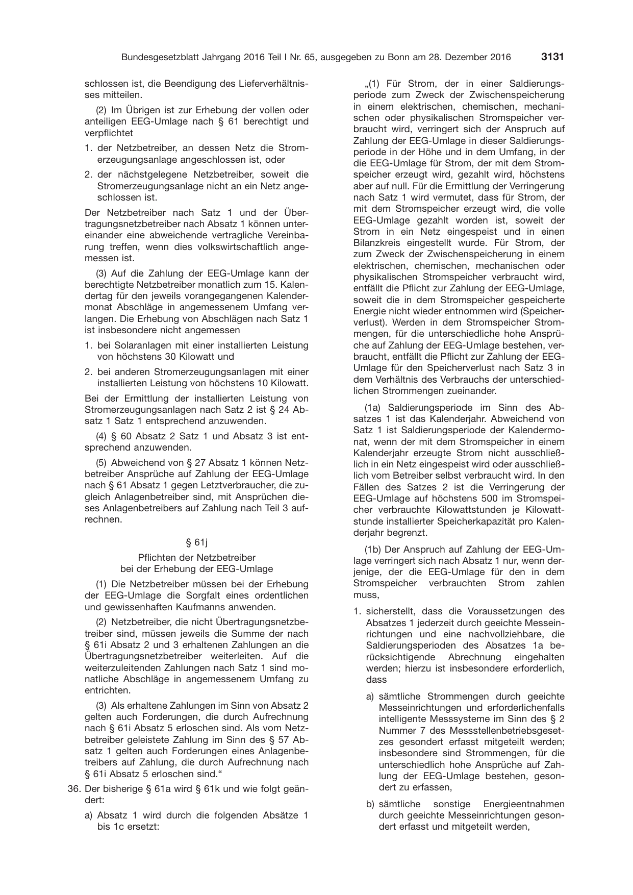 BGBl. 2016, Seite 3131 — Originalseite als Abbildung