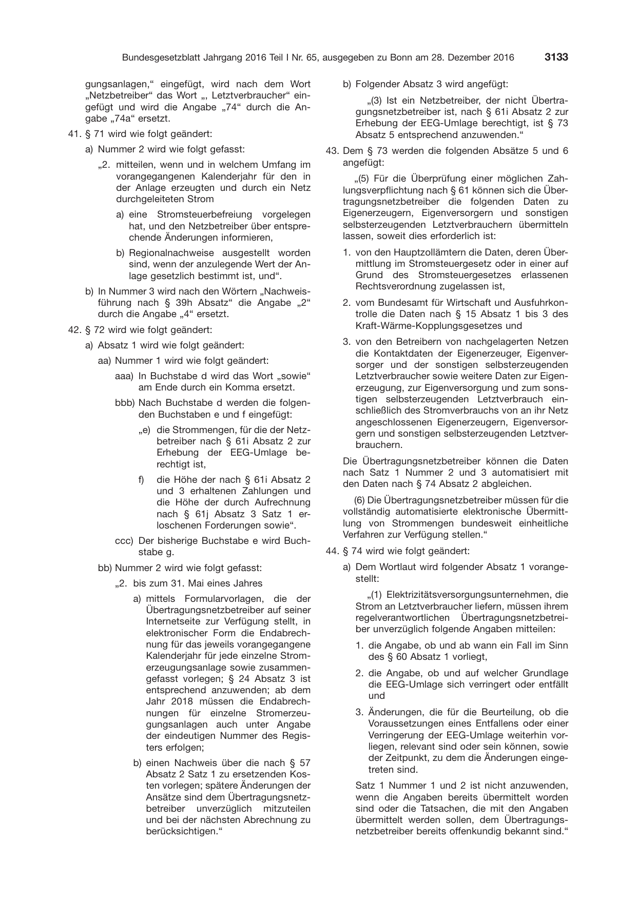 BGBl. 2016, Seite 3133 — Originalseite als Abbildung