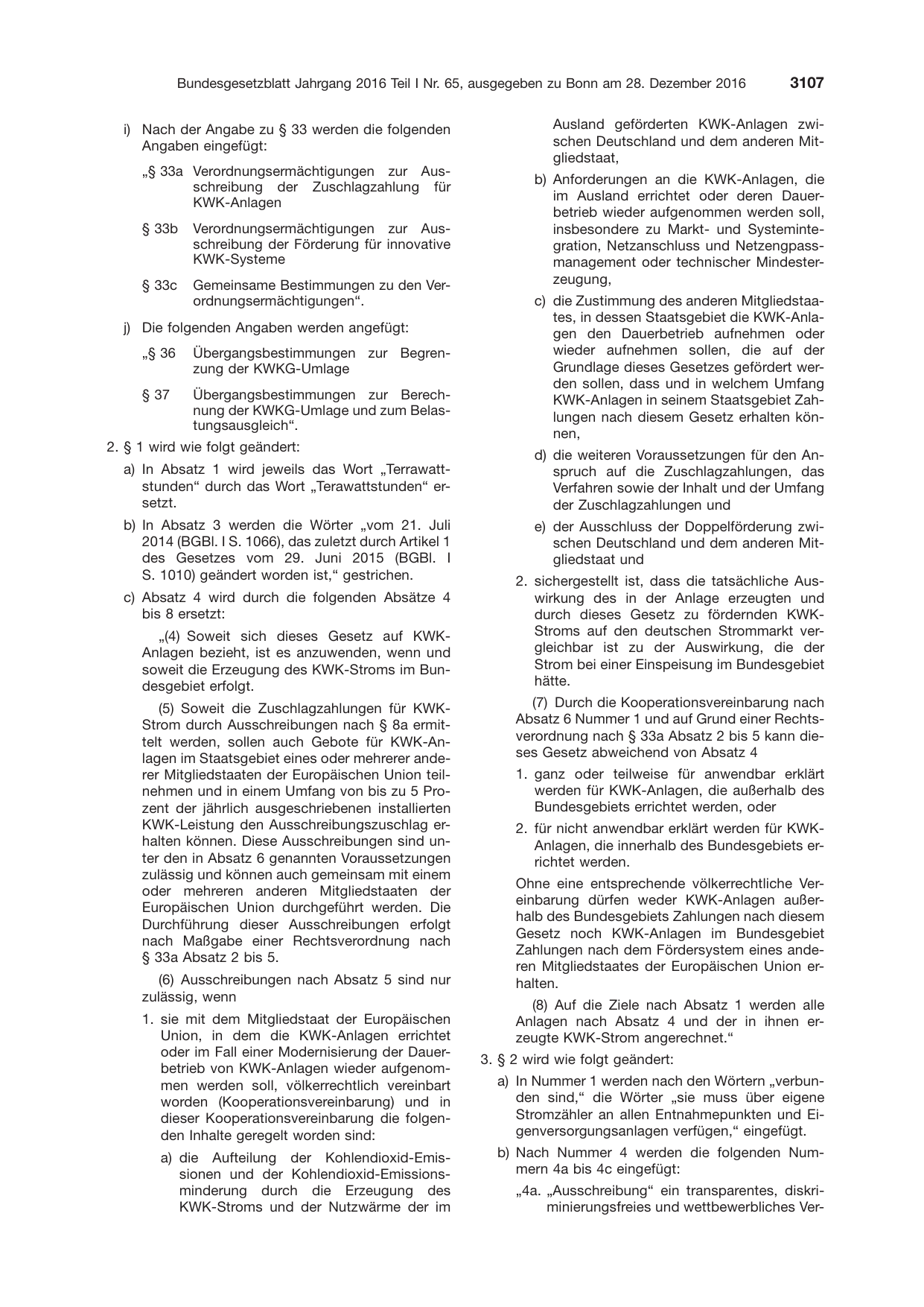 BGBl. 2016, Seite 3107 — Originalseite als Abbildung