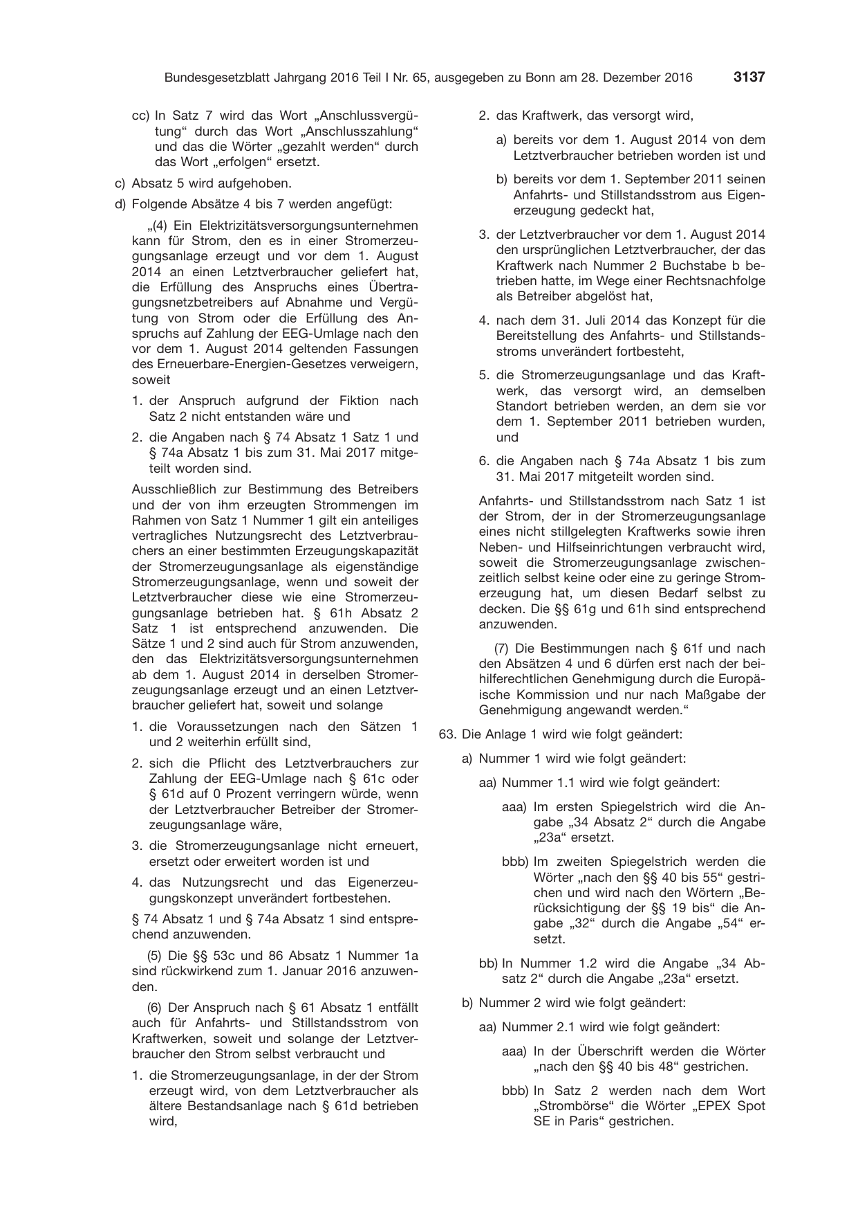 BGBl. 2016, Seite 3137 — Originalseite als Abbildung