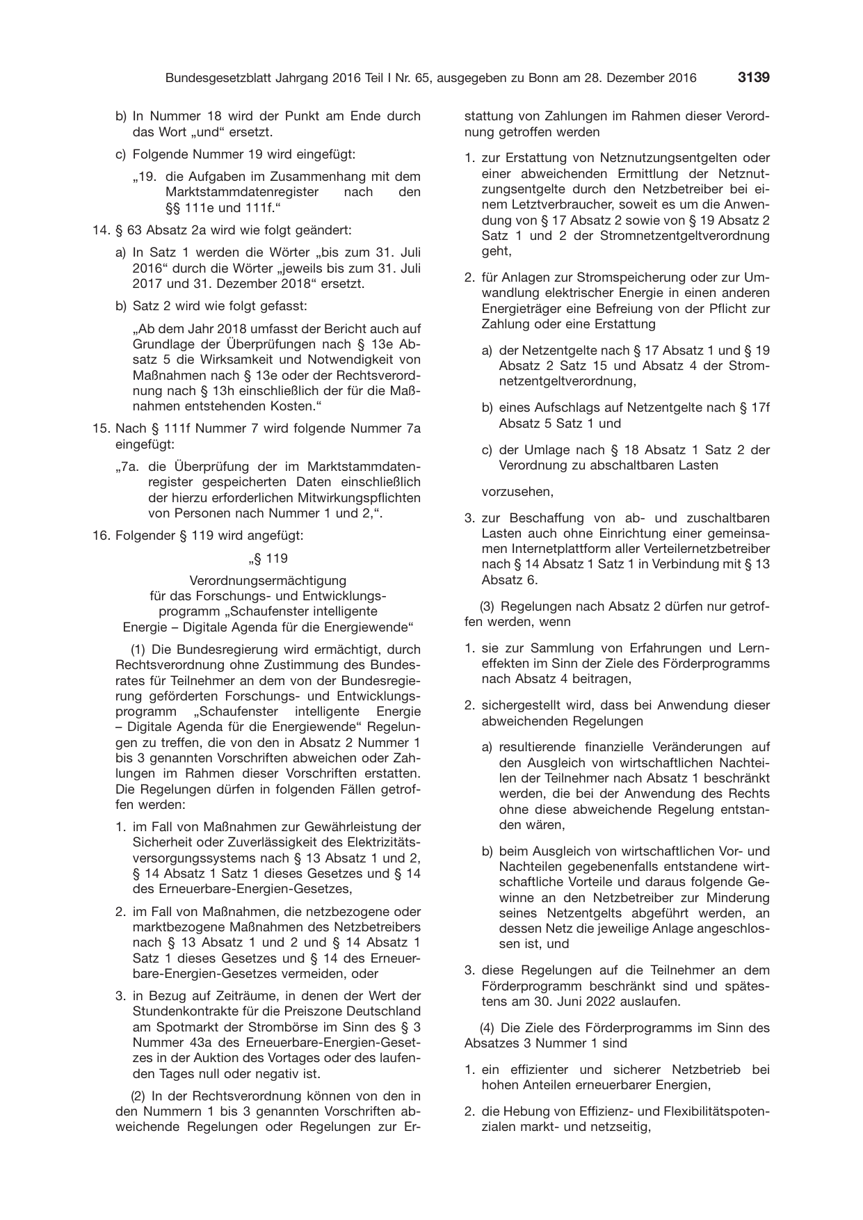 BGBl. 2016, Seite 3139 — Originalseite als Abbildung