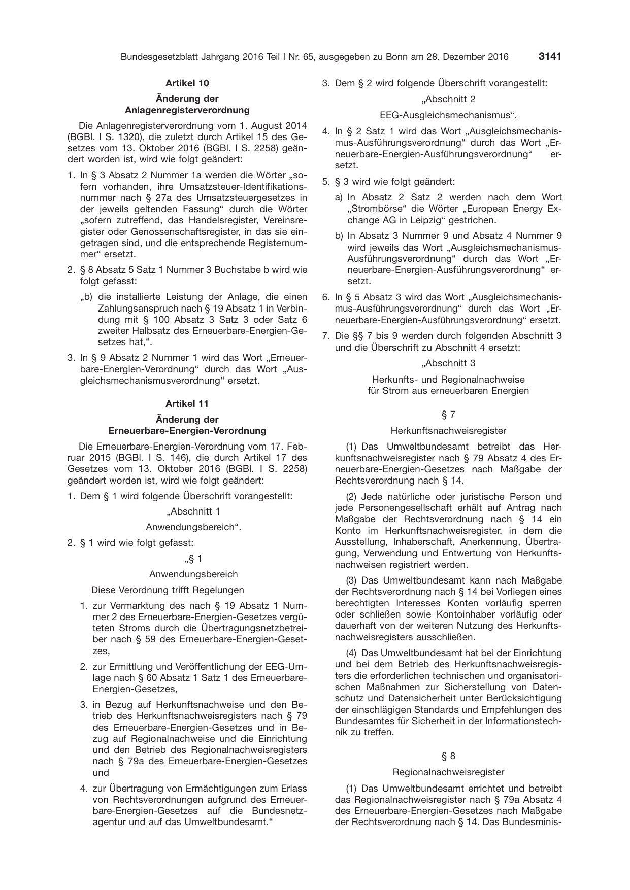 BGBl. 2016, Seite 3141 — Originalseite als Abbildung