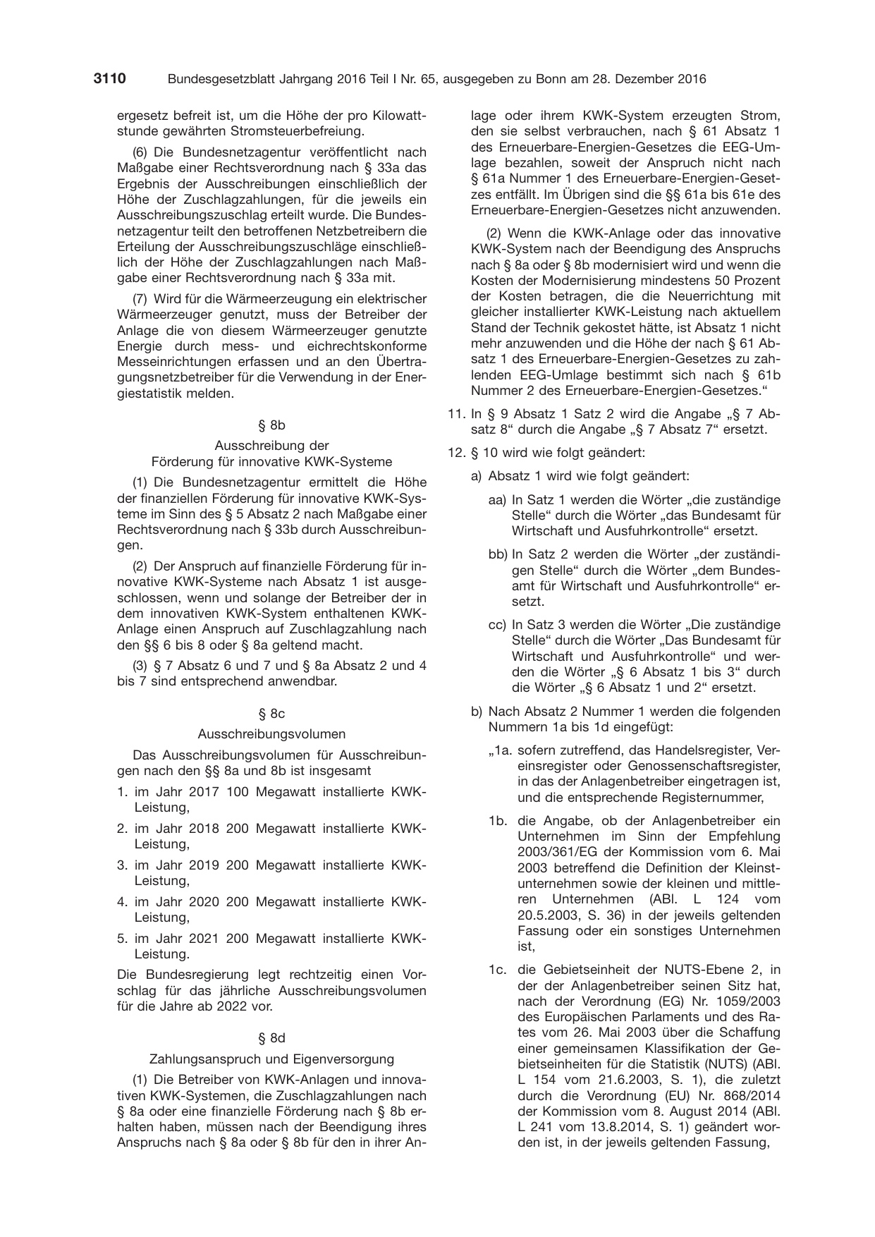 BGBl. 2016, Seite 3110 — Originalseite als Abbildung