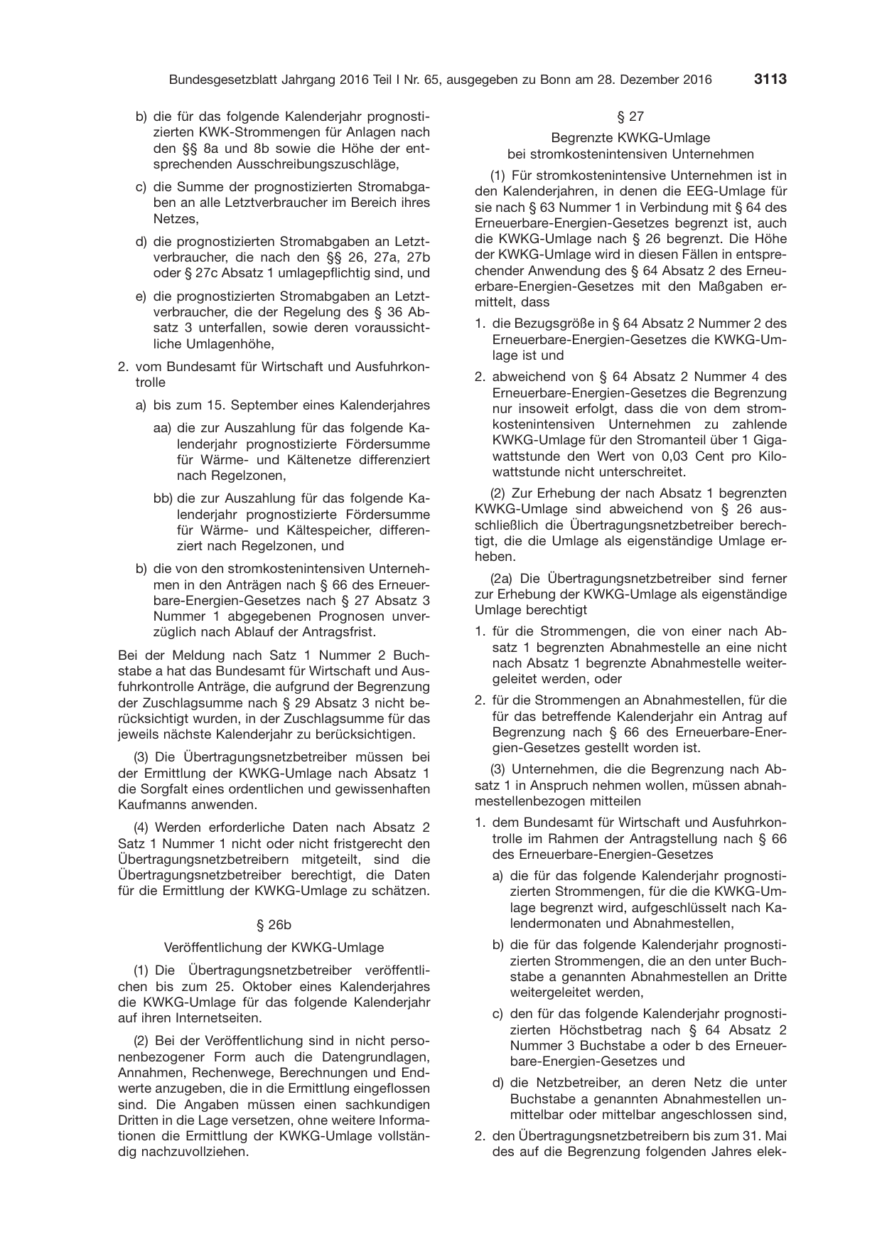 BGBl. 2016, Seite 3113 — Originalseite als Abbildung