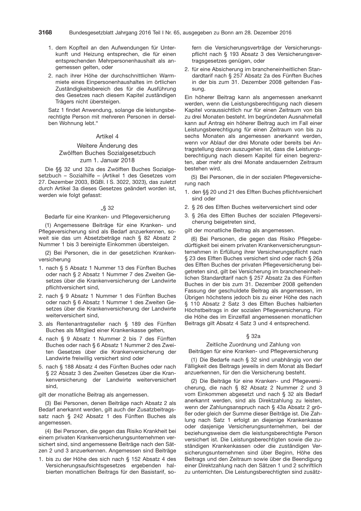 BGBl. 2016, Seite 3168 — Originalseite als Abbildung