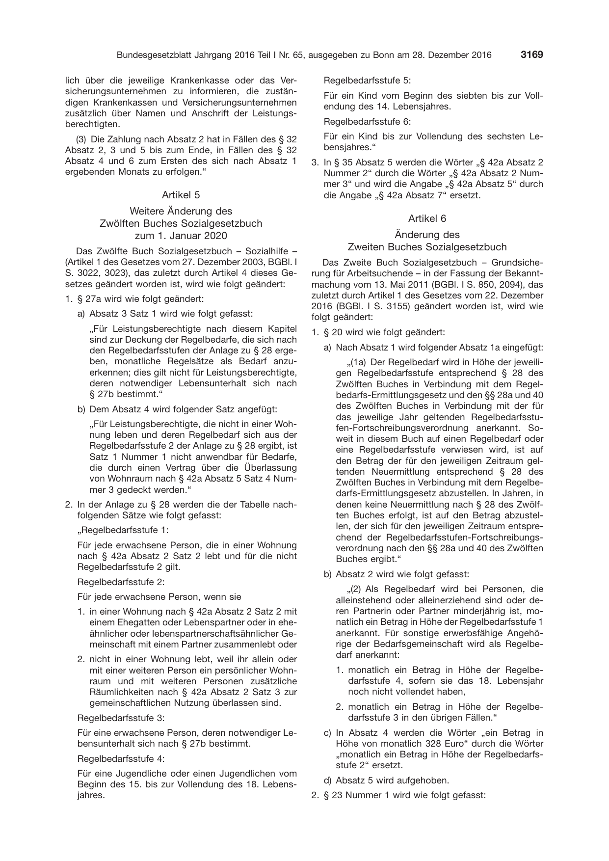 BGBl. 2016, Seite 3169 — Originalseite als Abbildung