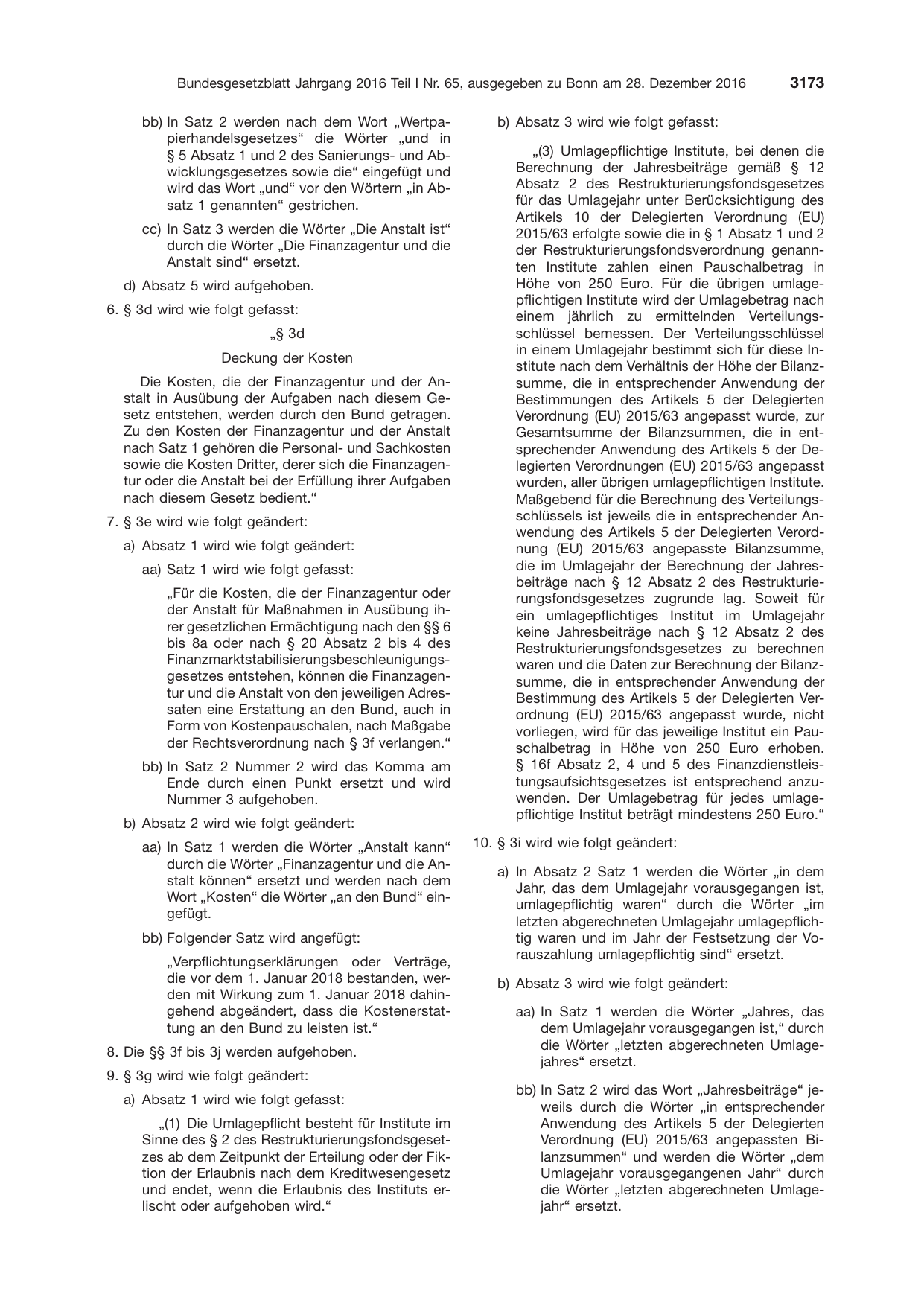 BGBl. 2016, Seite 3173 — Originalseite als Abbildung