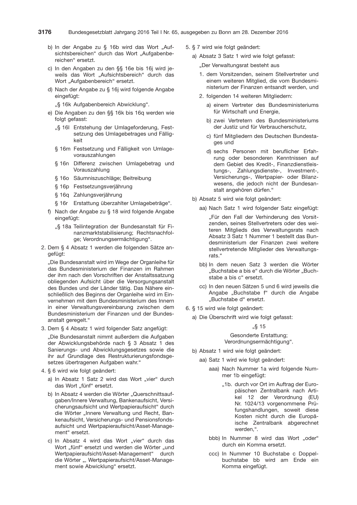 BGBl. 2016, Seite 3176 — Originalseite als Abbildung
