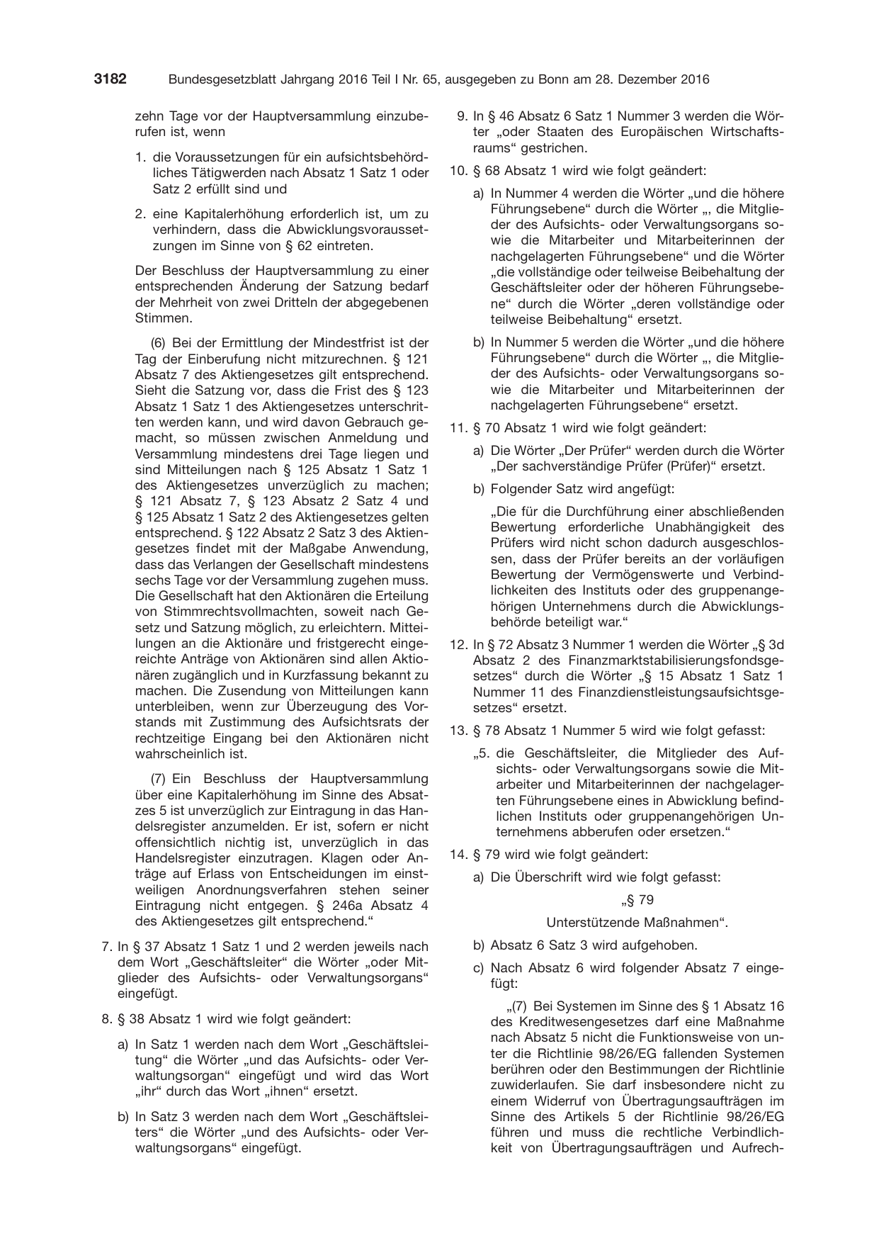 BGBl. 2016, Seite 3182 — Originalseite als Abbildung