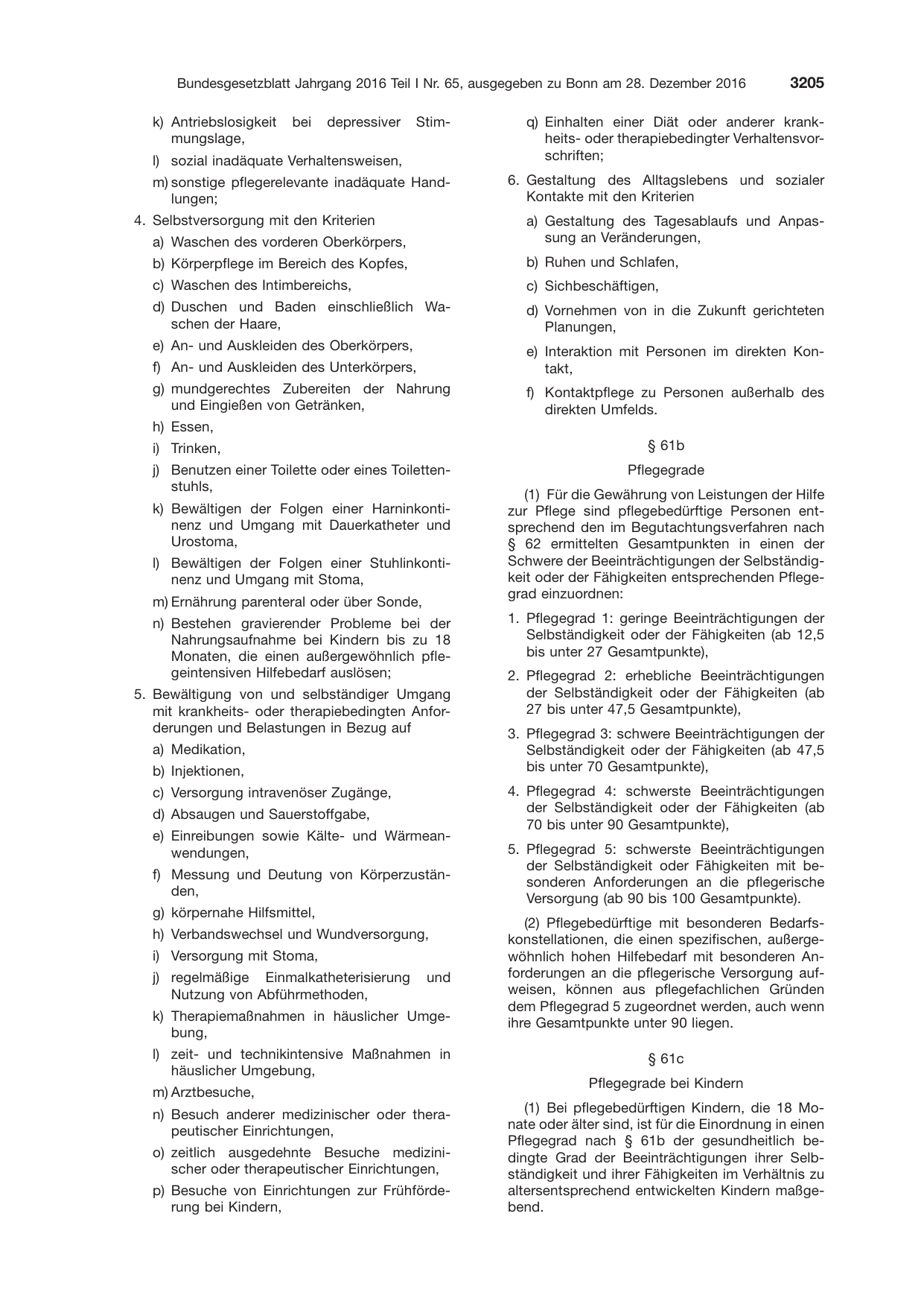 BGBl. 2016, Seite 3205 — Originalseite als Abbildung