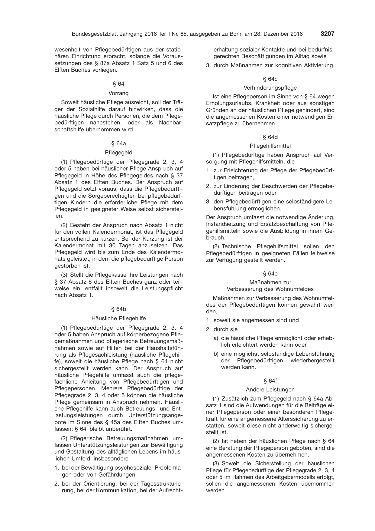 BGBl. 2016, Seite 3207 — Originalseite als Abbildung