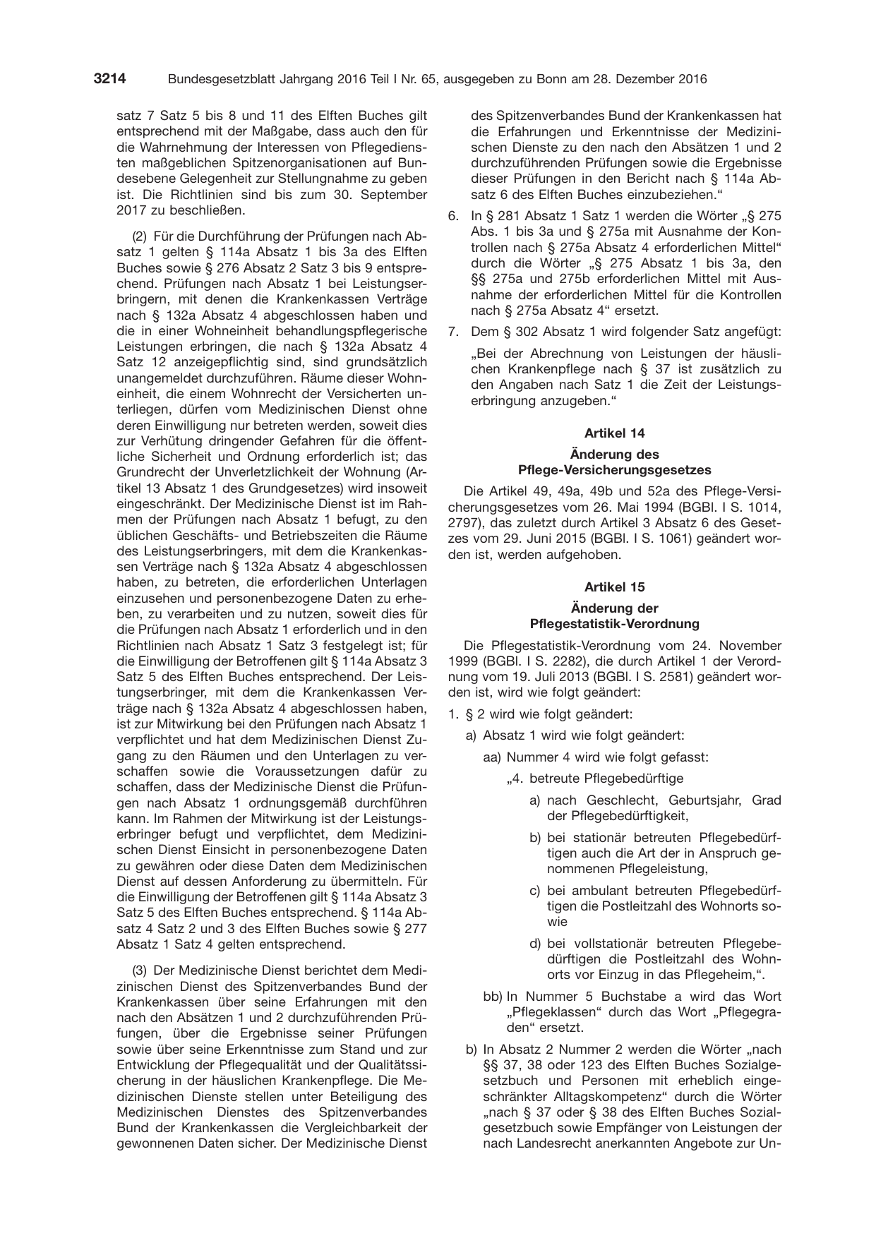 BGBl. 2016, Seite 3214 — Originalseite als Abbildung