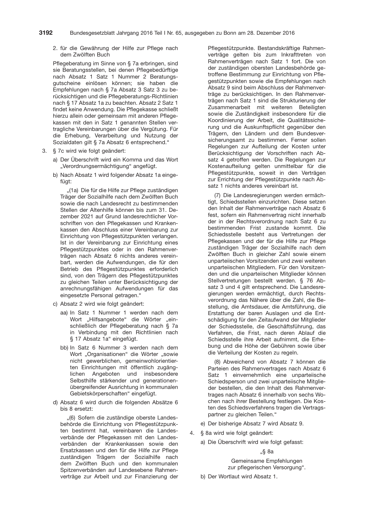 BGBl. 2016, Seite 3192 — Originalseite als Abbildung