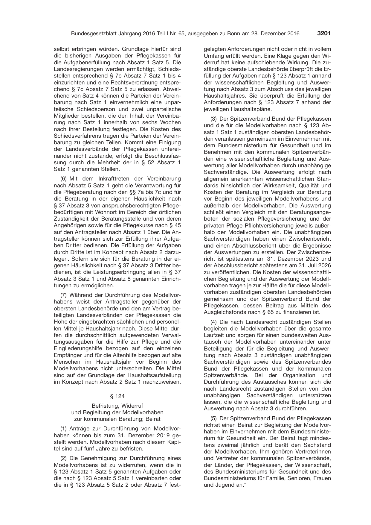 BGBl. 2016, Seite 3201 — Originalseite als Abbildung