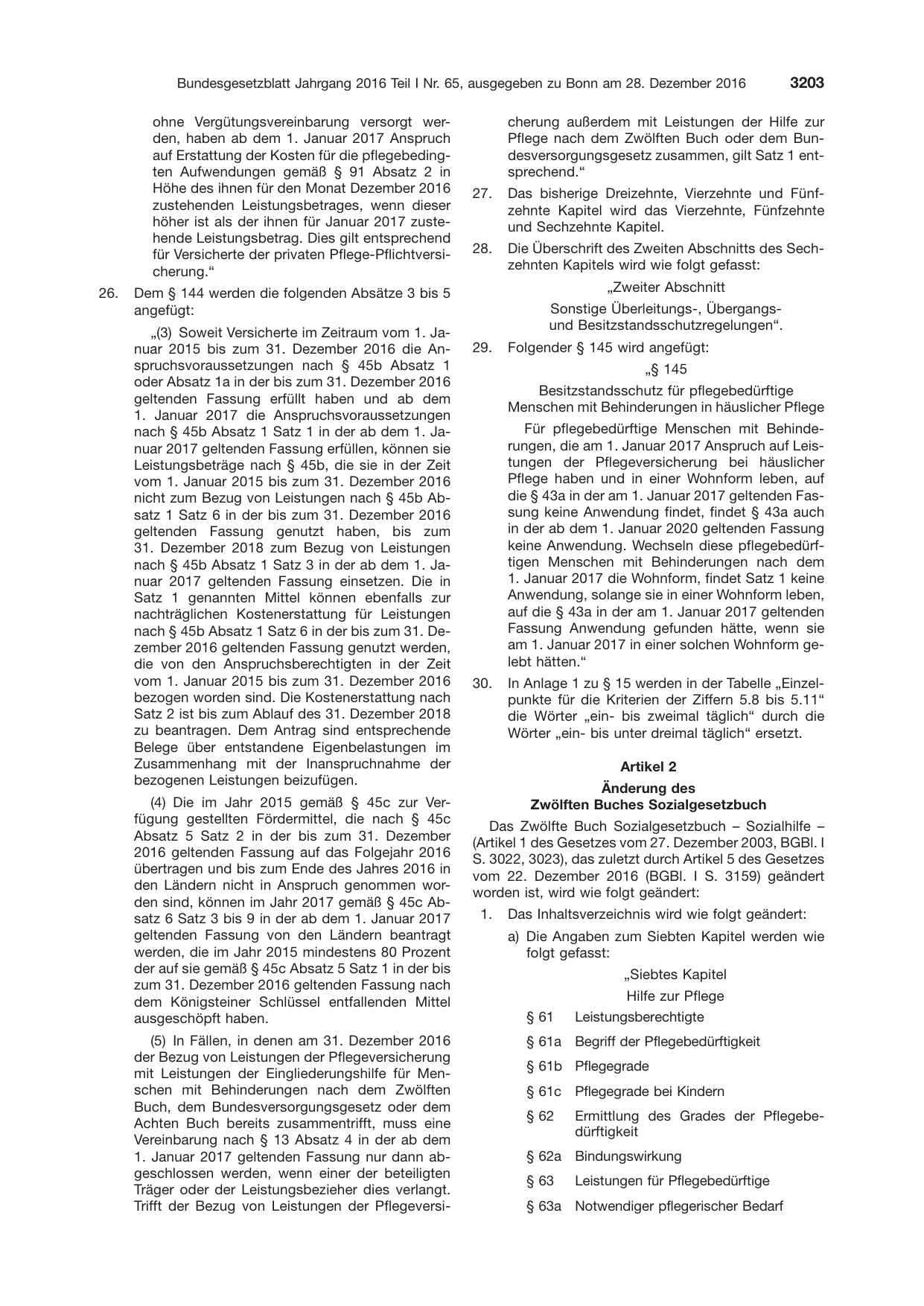 BGBl. 2016, Seite 3203 — Originalseite als Abbildung