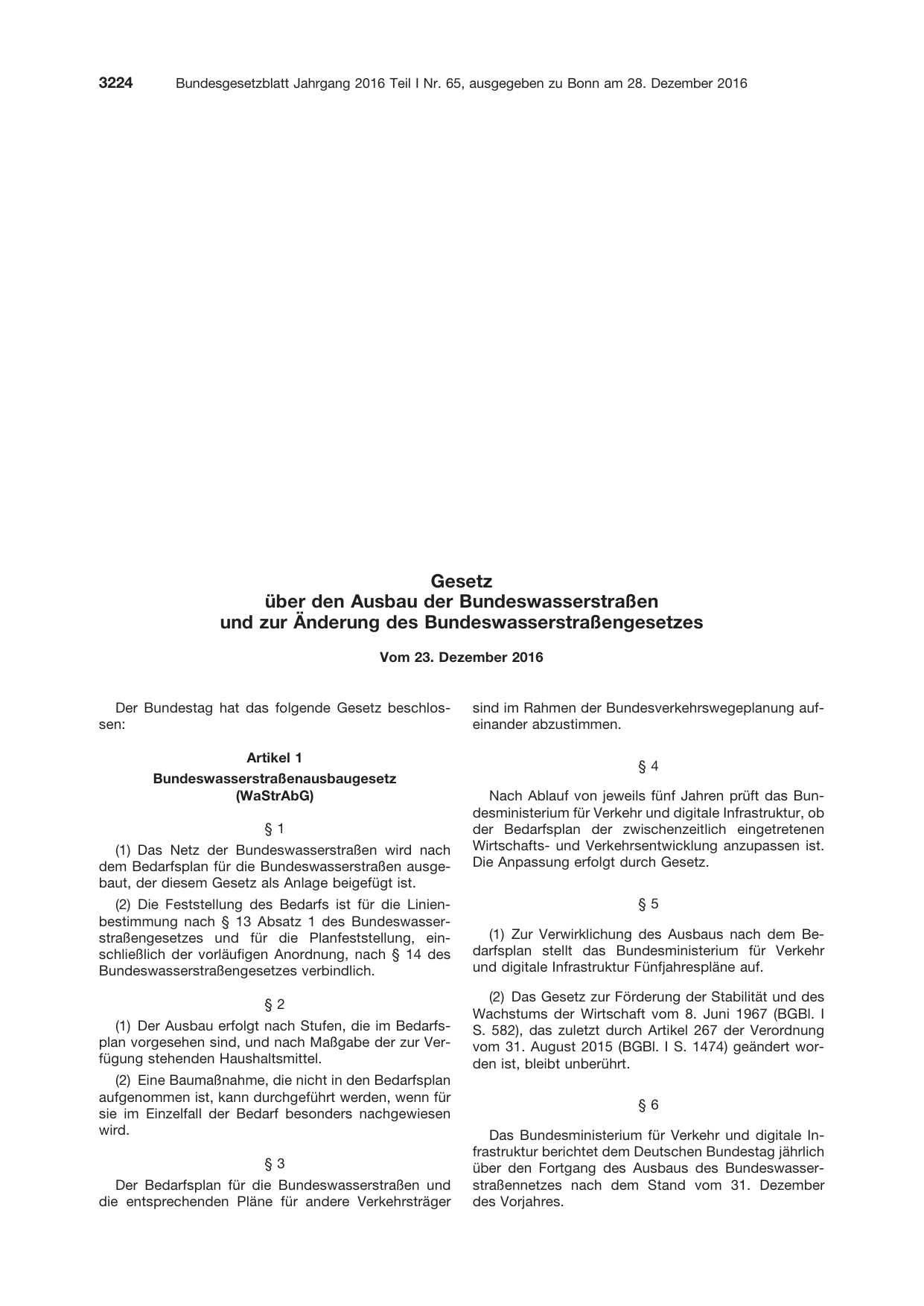 BGBl. 2016, Seite 3224 — Originalseite als Abbildung