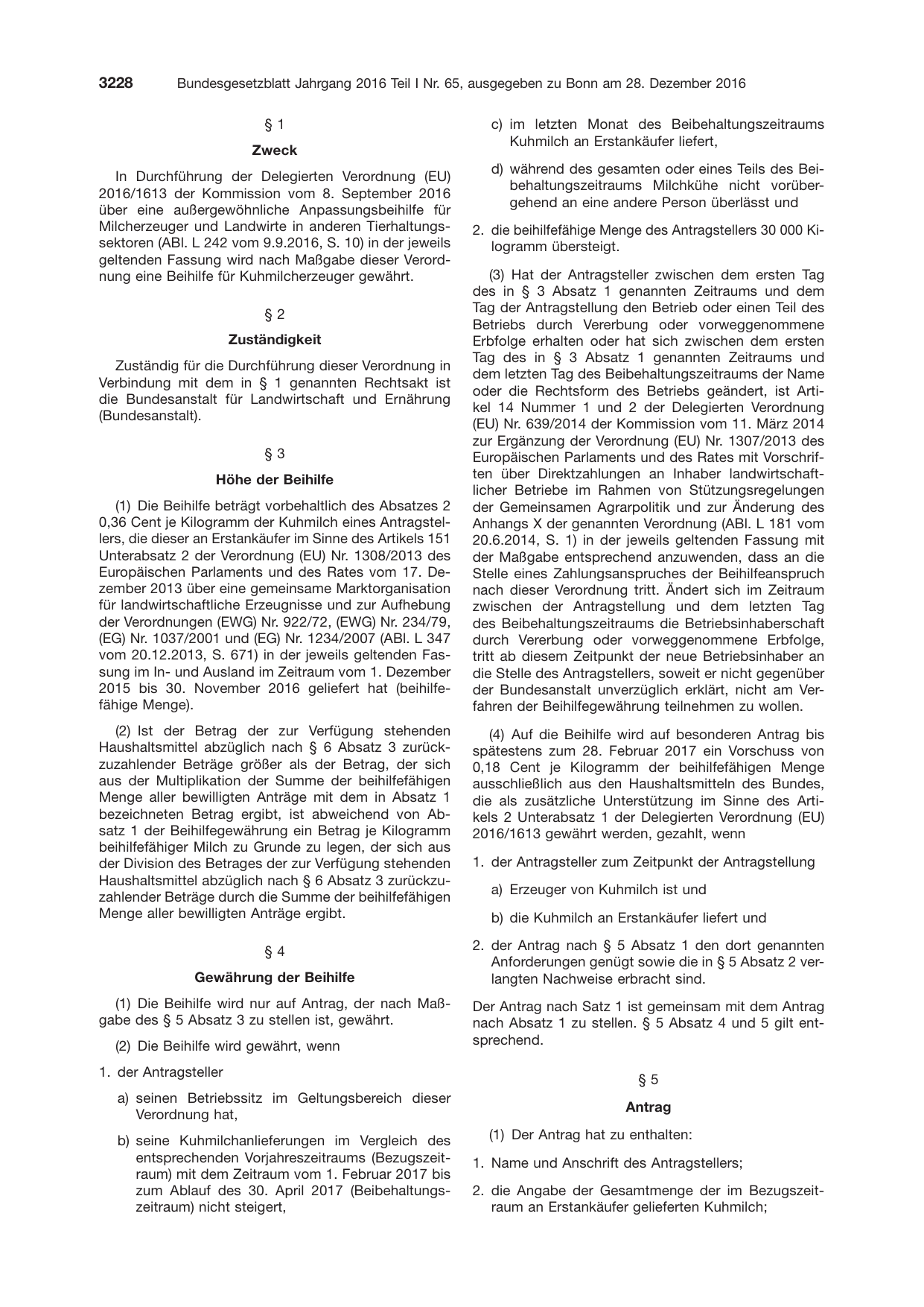 BGBl. 2016, Seite 3228 — Originalseite als Abbildung