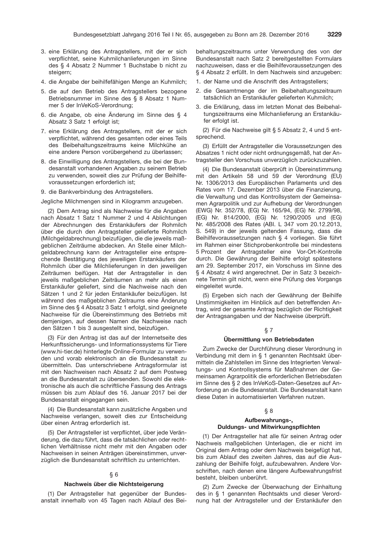 BGBl. 2016, Seite 3229 — Originalseite als Abbildung