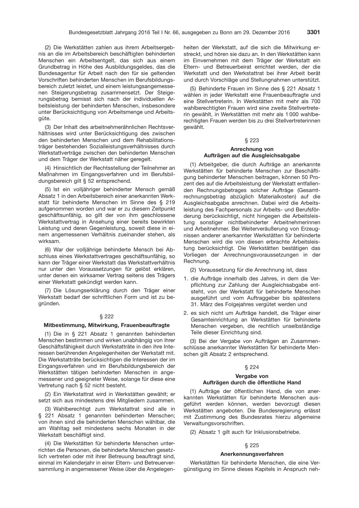 BGBl. 2016, Seite 3301 — Originalseite als Abbildung