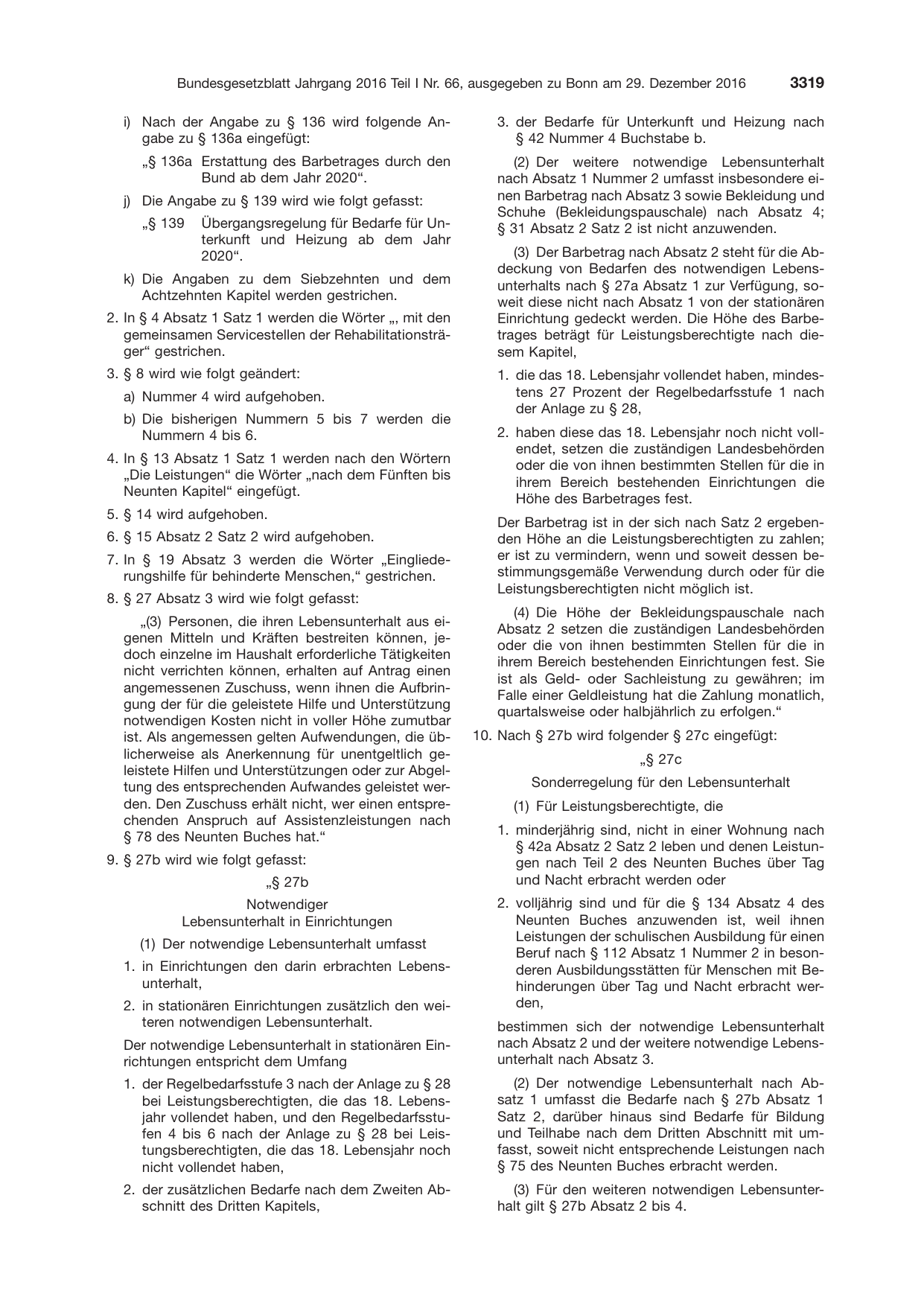 BGBl. 2016, Seite 3319 — Originalseite als Abbildung