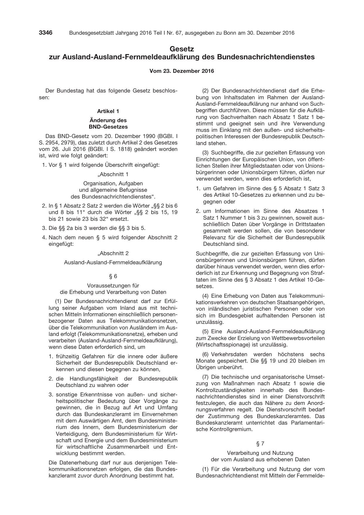 BGBl. 2016, Seite 3346 — Originalseite als Abbildung