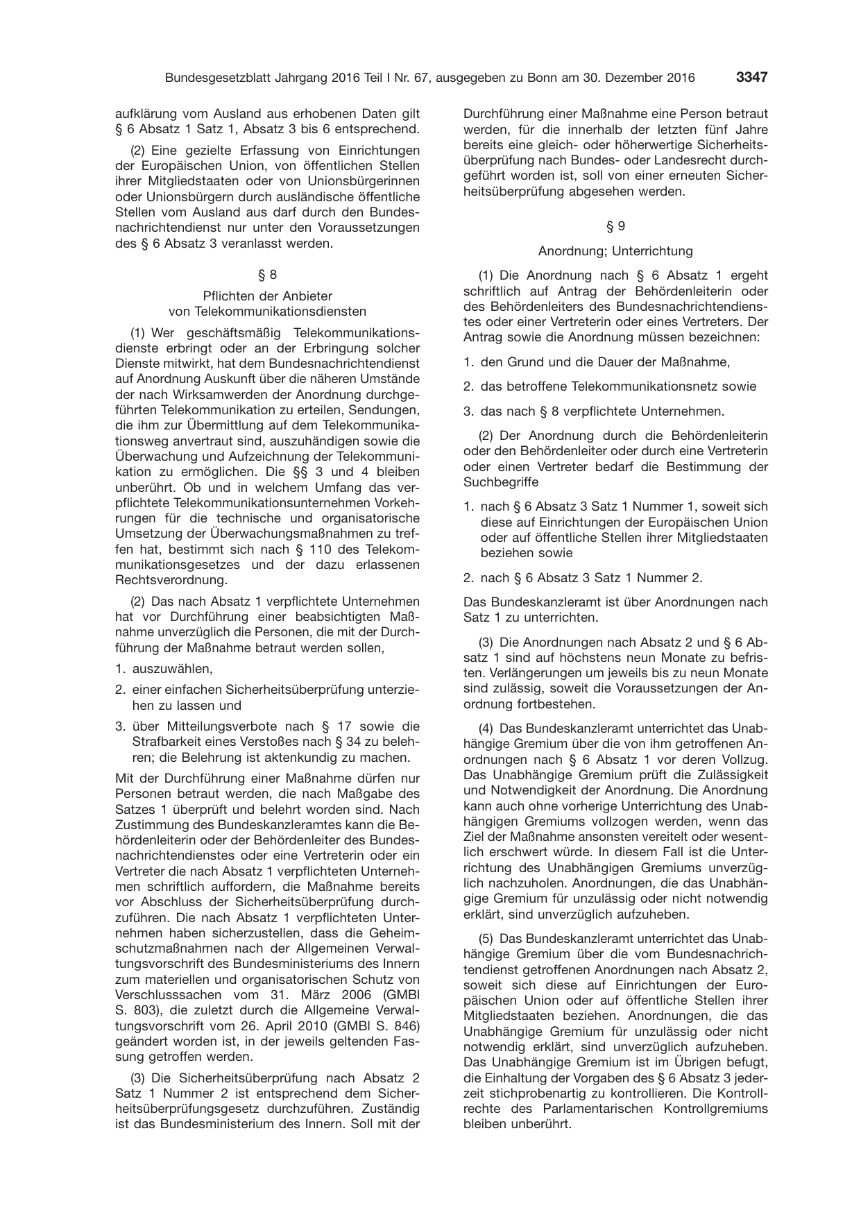 BGBl. 2016, Seite 3347 — Originalseite als Abbildung